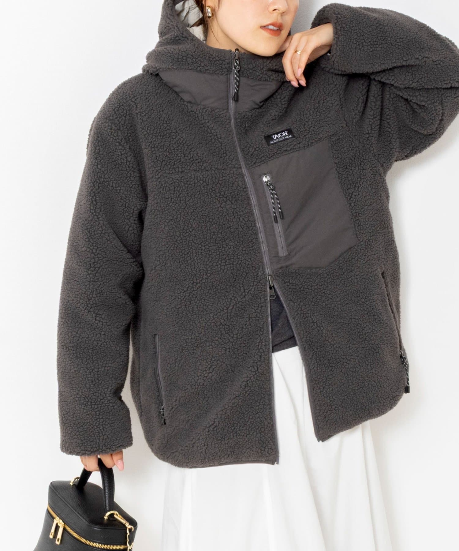 NOLLEY'S(ノーリーズ) 【WEB＆一部店限】【TAION】ボア×ダウンフーミドル丈ダウン(リバーシブル)