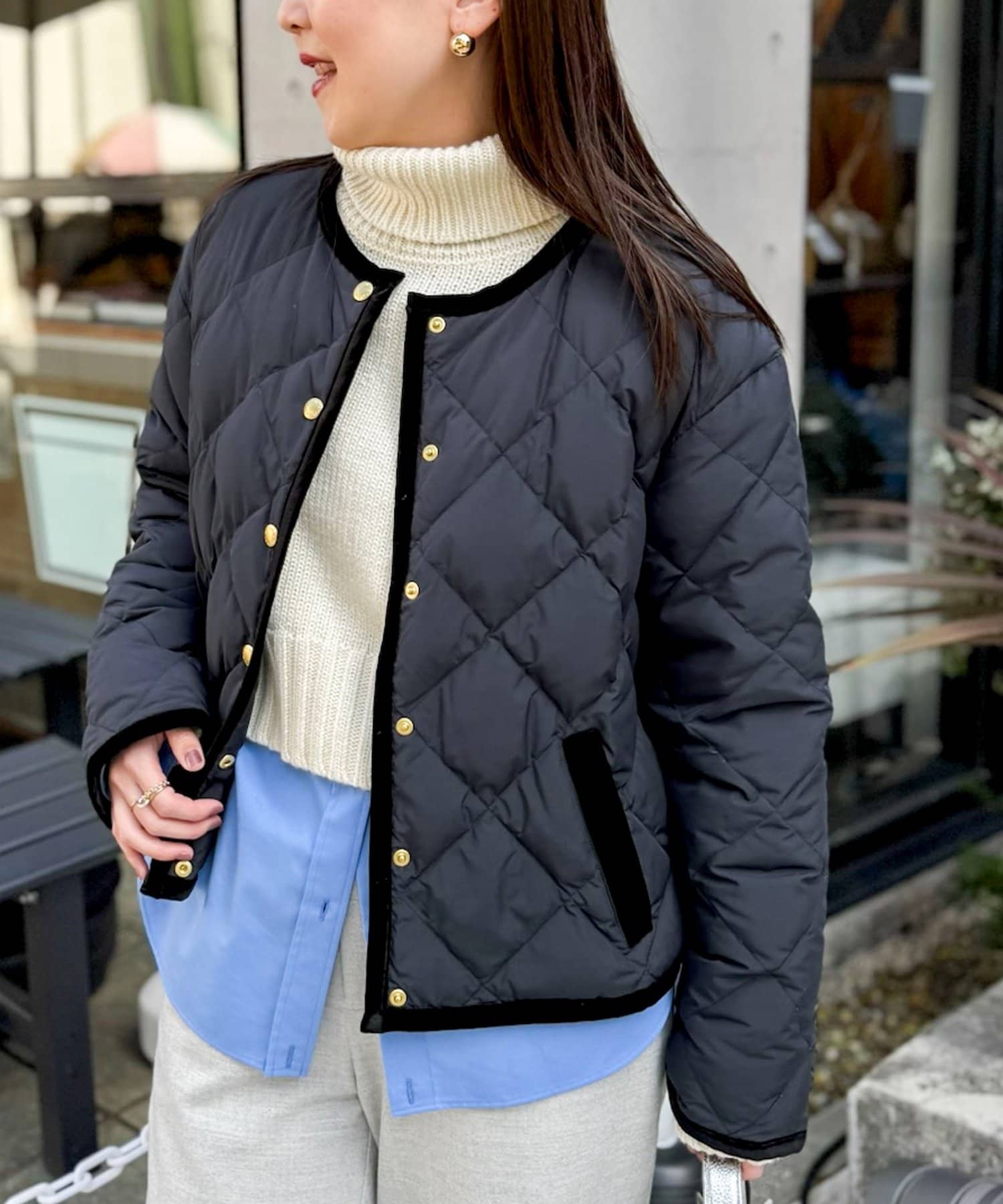 NOLLEY'S(ノーリーズ) 【TAION×LIMONTA】別注ベロアパイピングショートダウン
