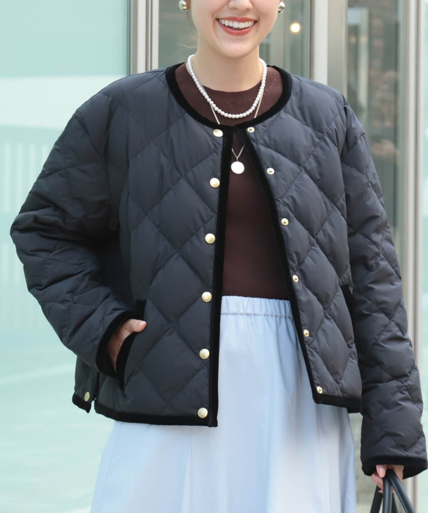 NOLLEY'S(ノーリーズ) 【TAION×LIMONTA】別注ベロアパイピングショートダウン