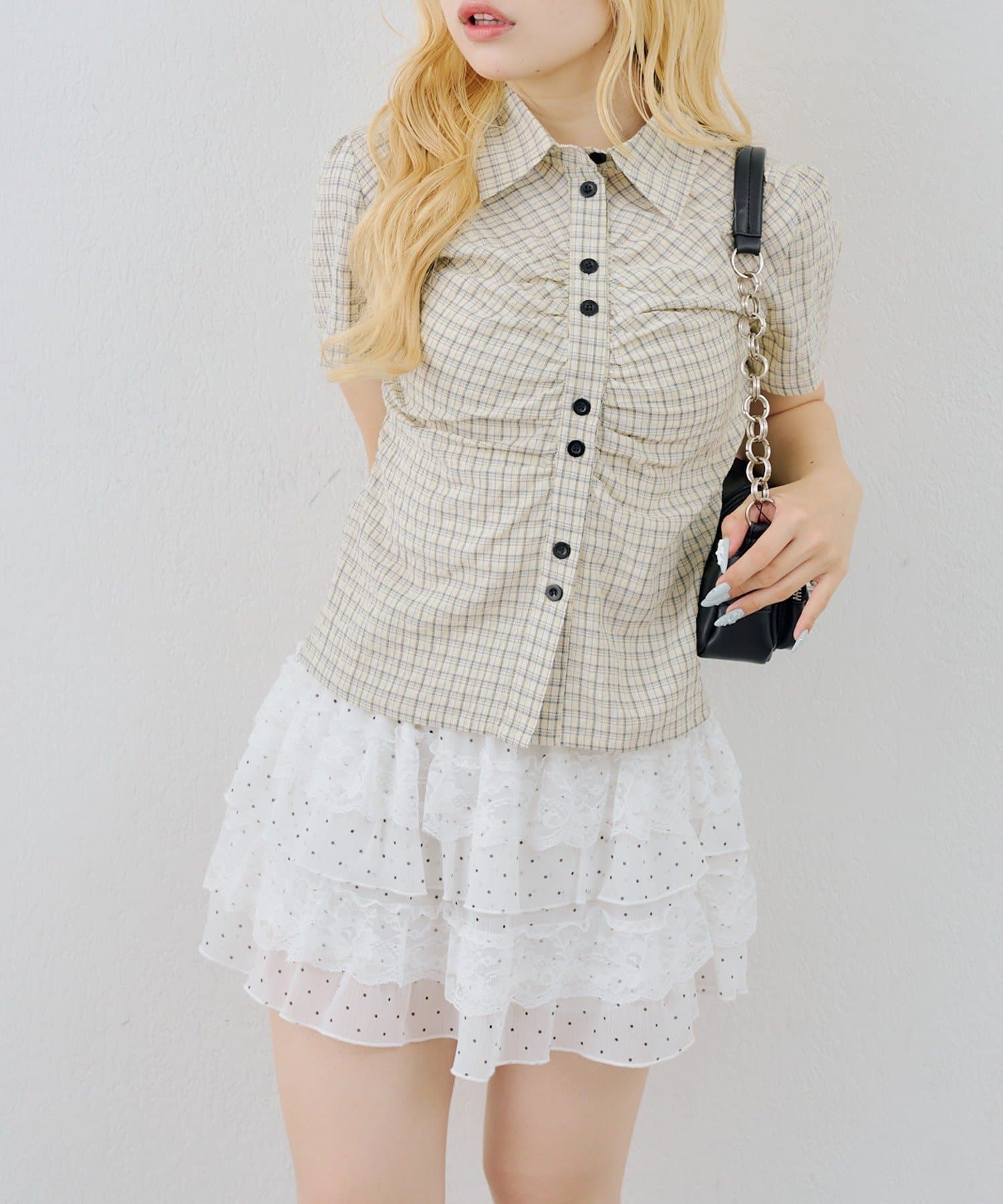 NICE CLAUP / OLIVE des OLIVE OUTLET(ナイスクラップ  / オリーブ デ オリーブ アウトレット) 【ANOTHER BRANCH】チェックシャーリングブラウス
