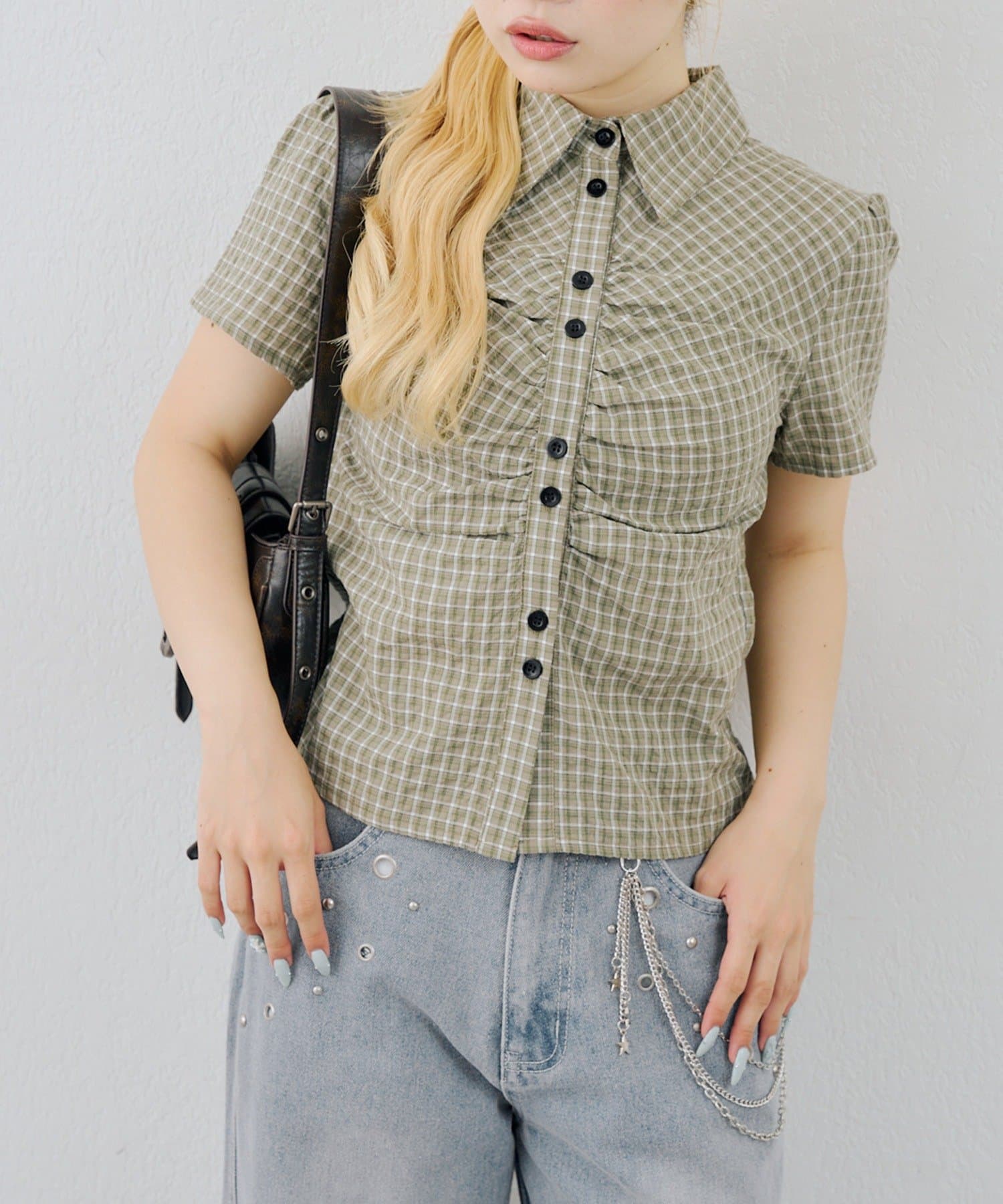 NICE CLAUP / OLIVE des OLIVE OUTLET(ナイスクラップ  / オリーブ デ オリーブ アウトレット) 【ANOTHER BRANCH】チェックシャーリングブラウス