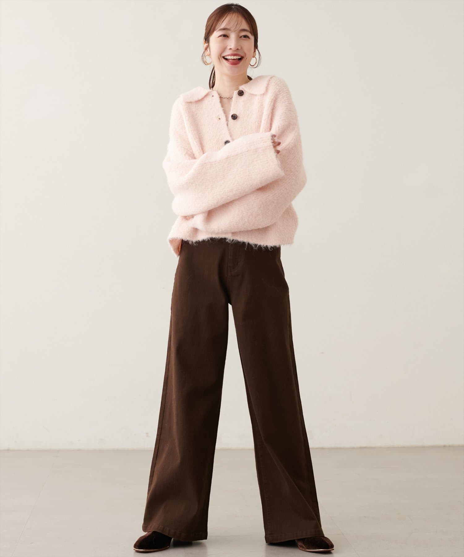 ゆるストレートストレッチセルフカットデニムパンツ