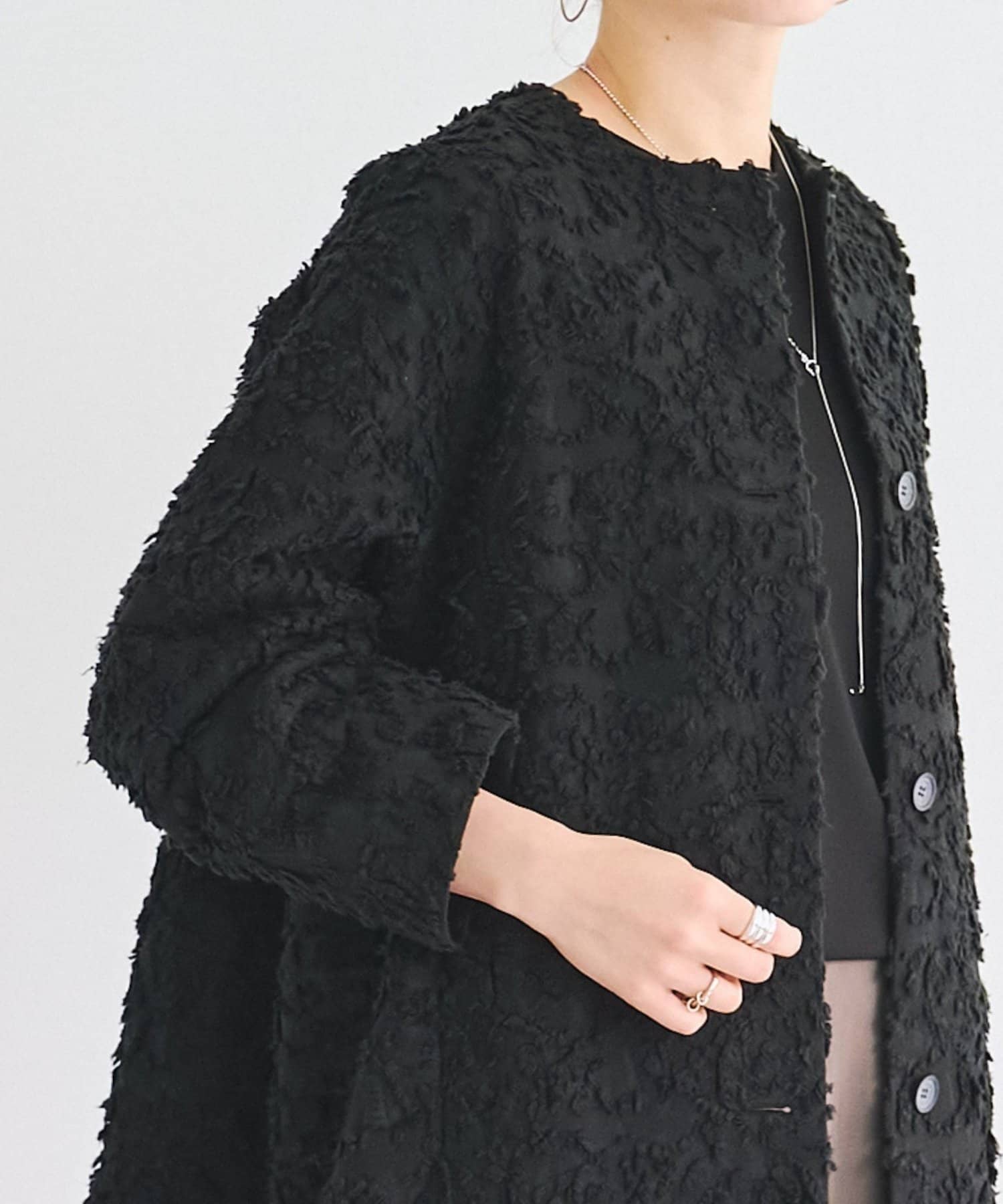 BEARDSLEY(ビアズリー) もこもこ花ジャガードコート《15 quinze》