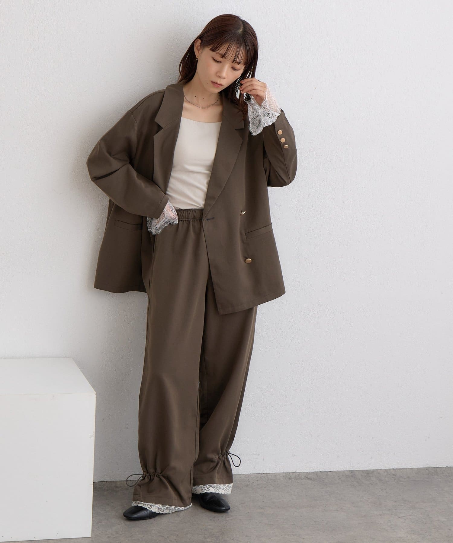 WEB限定】サイドドロスト裾レースパンツ | DISCOAT(ディスコート