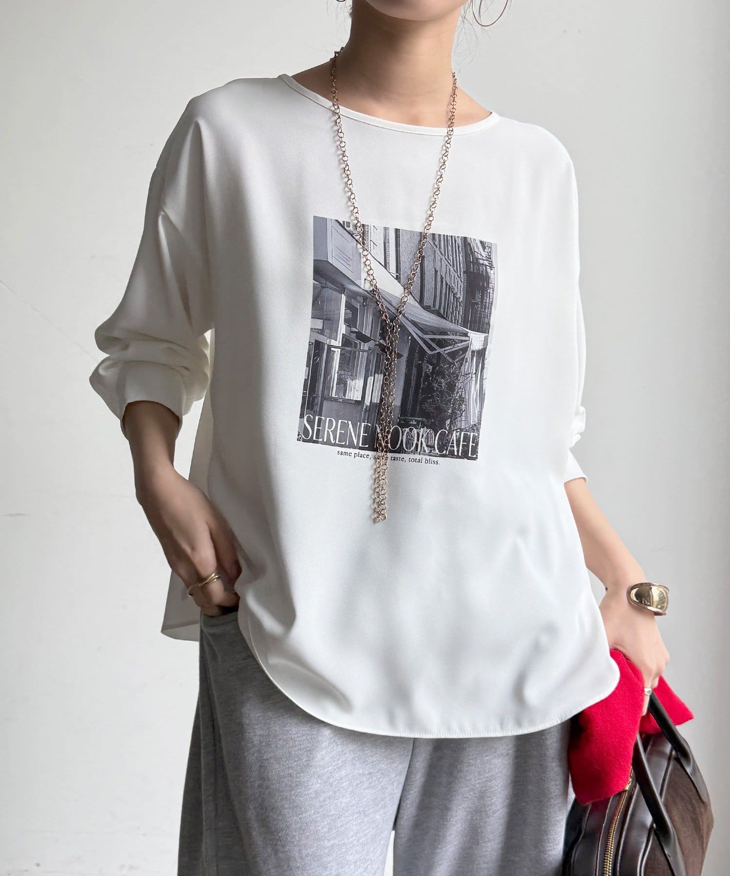 DOUDOU(ドゥドゥ) 【WEB限定】フォトプリントジョーゼットブラウスTEE