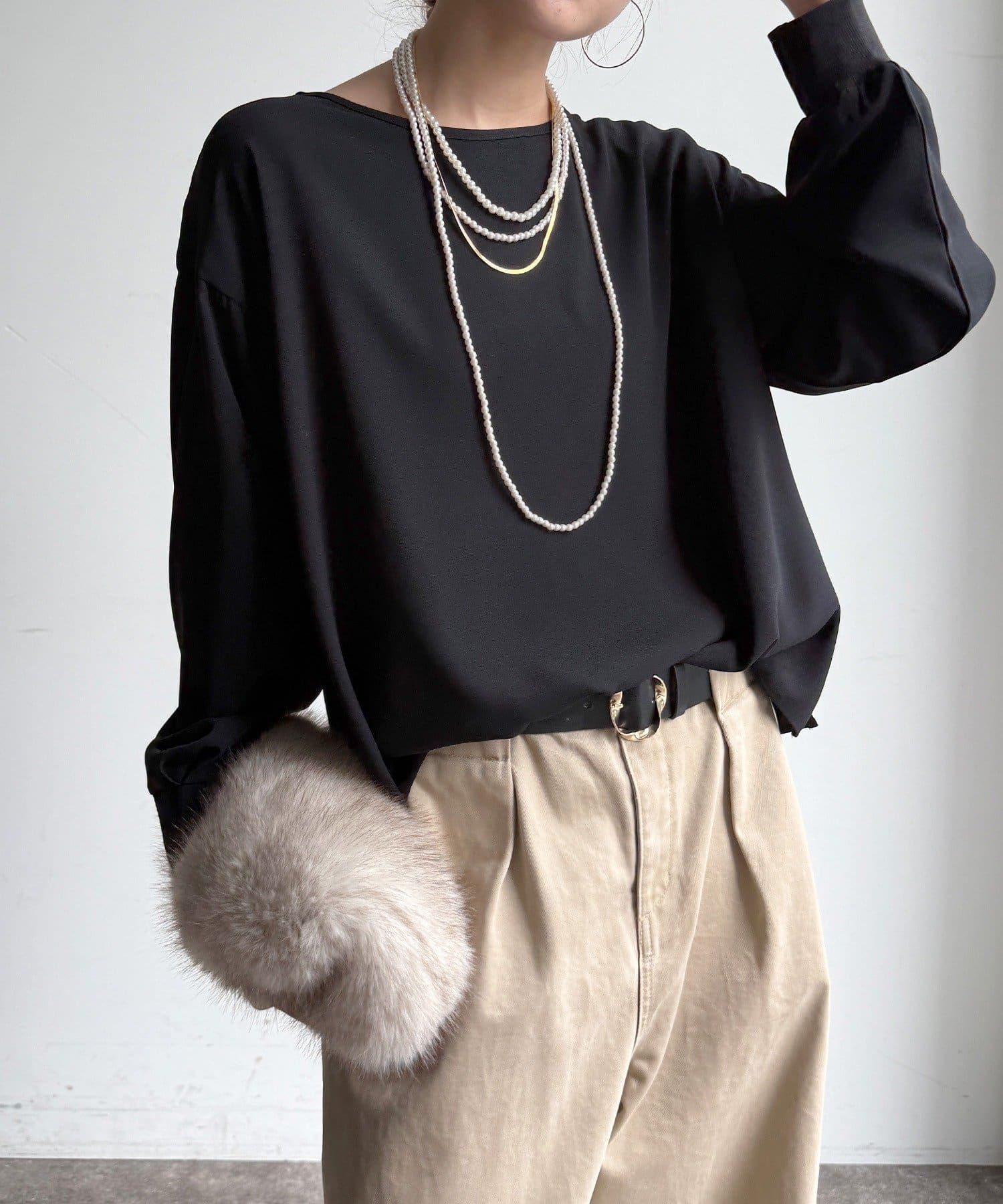 DOUDOU(ドゥドゥ) 【WEB限定】フォトプリントジョーゼットブラウスTEE