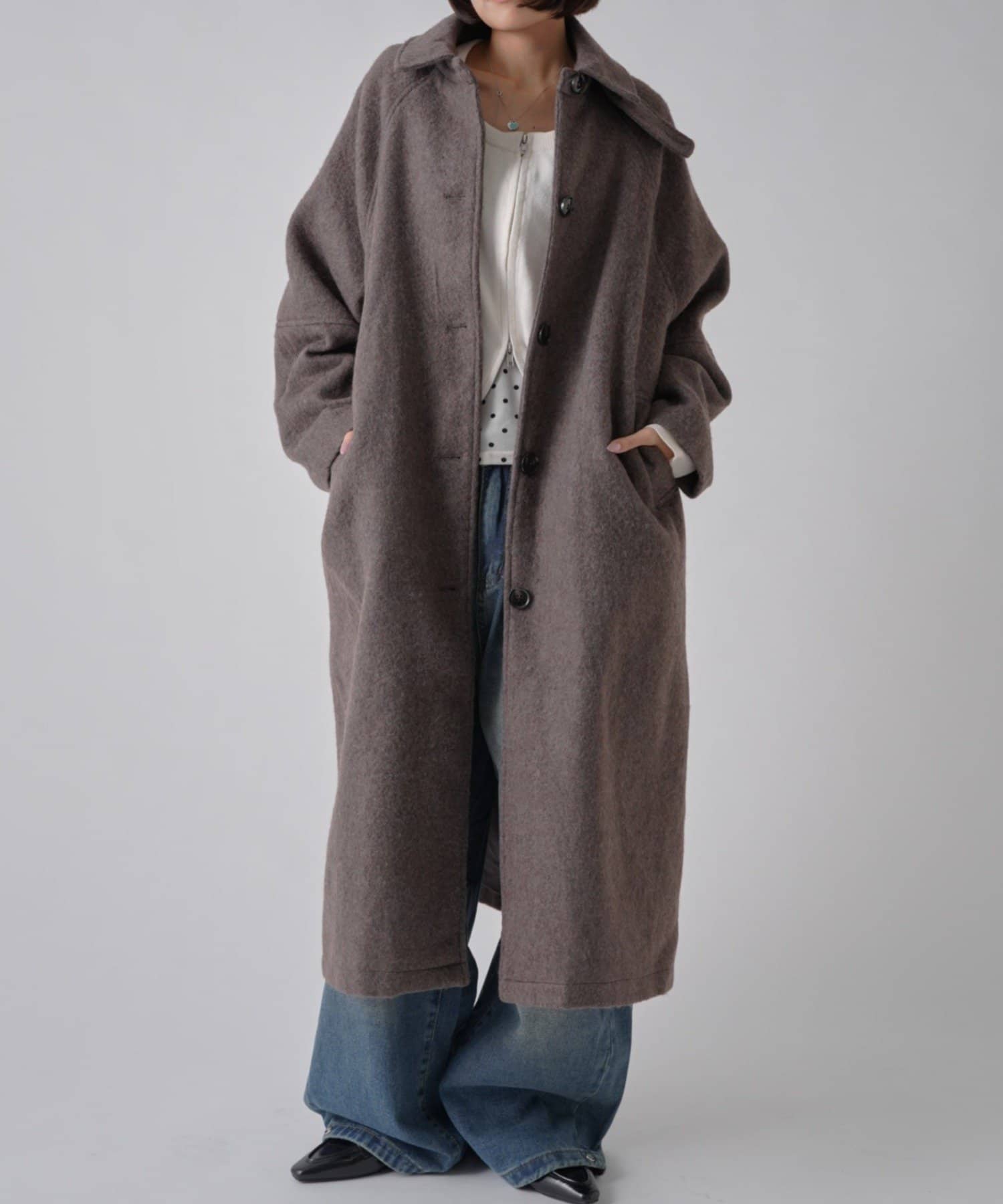 -goocy-(グーシー) シャギーステンカラーロングコート