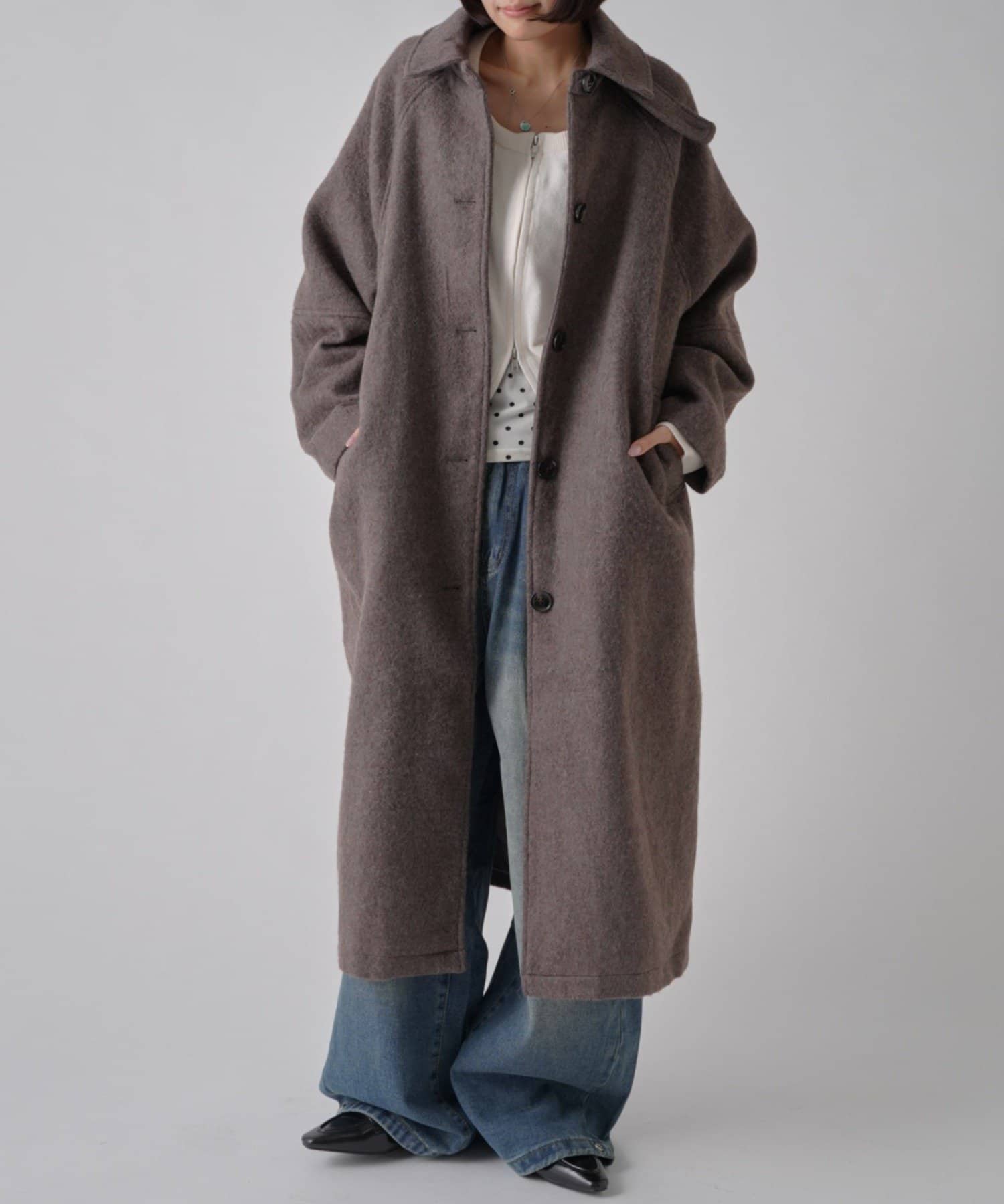 -goocy-(グーシー) シャギーステンカラーロングコート