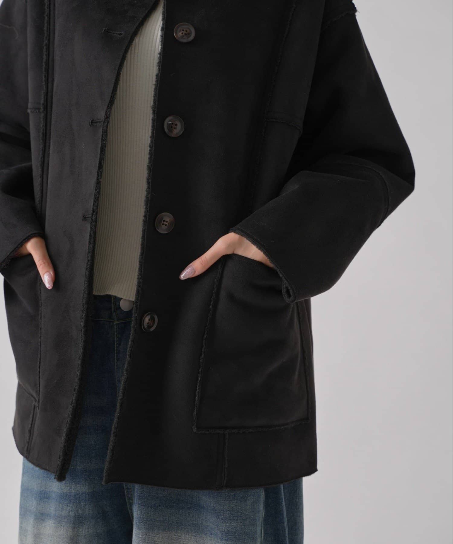 -goocy-(グーシー) フェイクムートンカバーオール