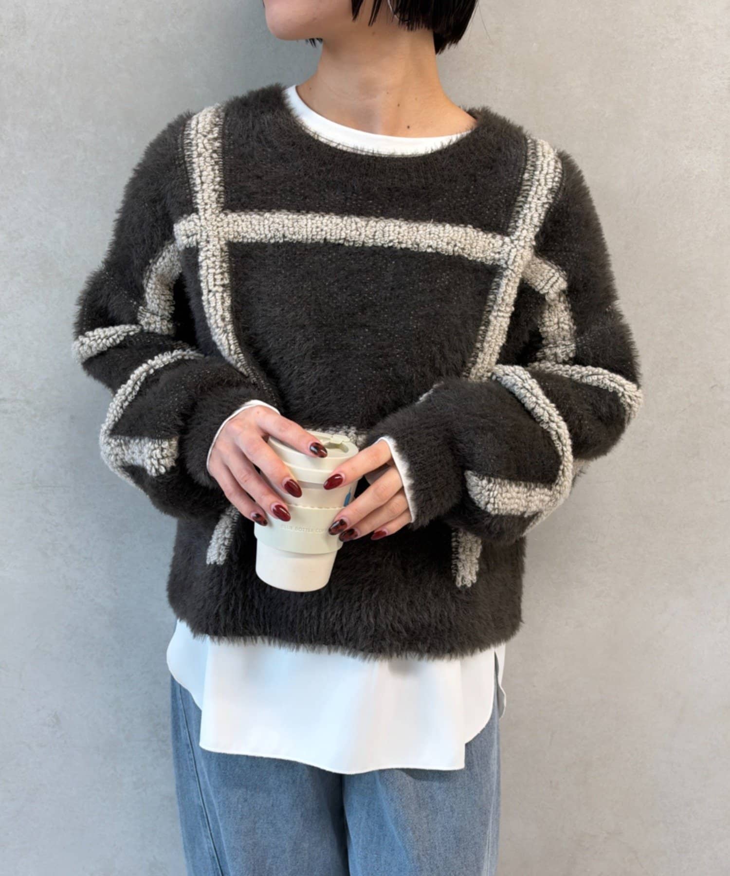 Jena　espace merveilleux(ジェナ　エスパスメルヴェイユ) チェック柄シャギーKN