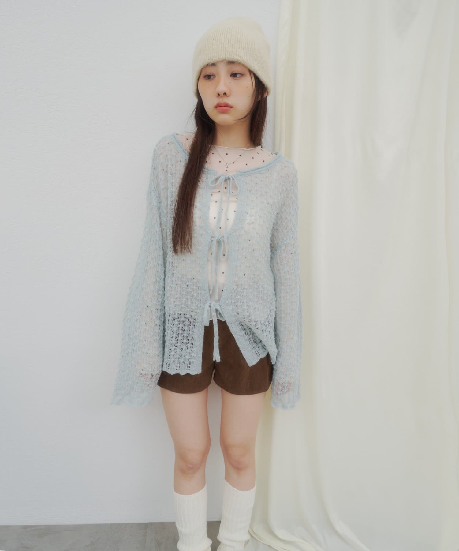 DISCOAT(ディスコート) 【umm./5色展開♪】前リボンモヘアライクルーズニット