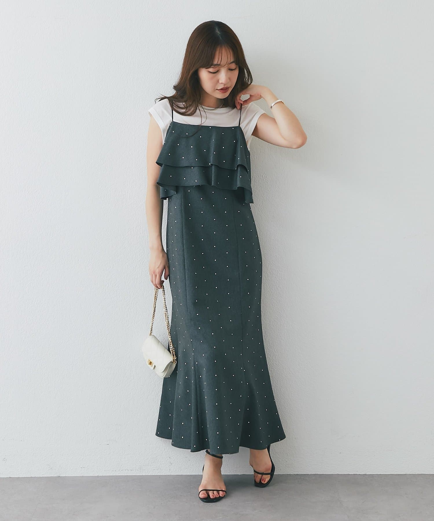 La boutique BonBon(ラブティックボンボン) ドットラッフルキャミワンピース