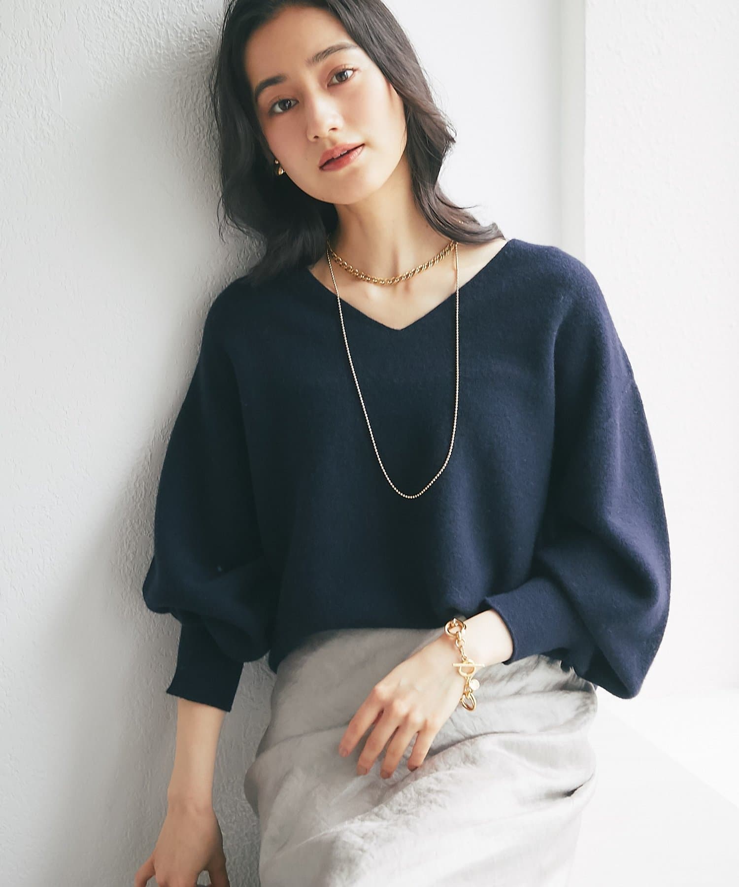 La boutique BonBon(ラブティックボンボン) ウール100強縮Vネックニット