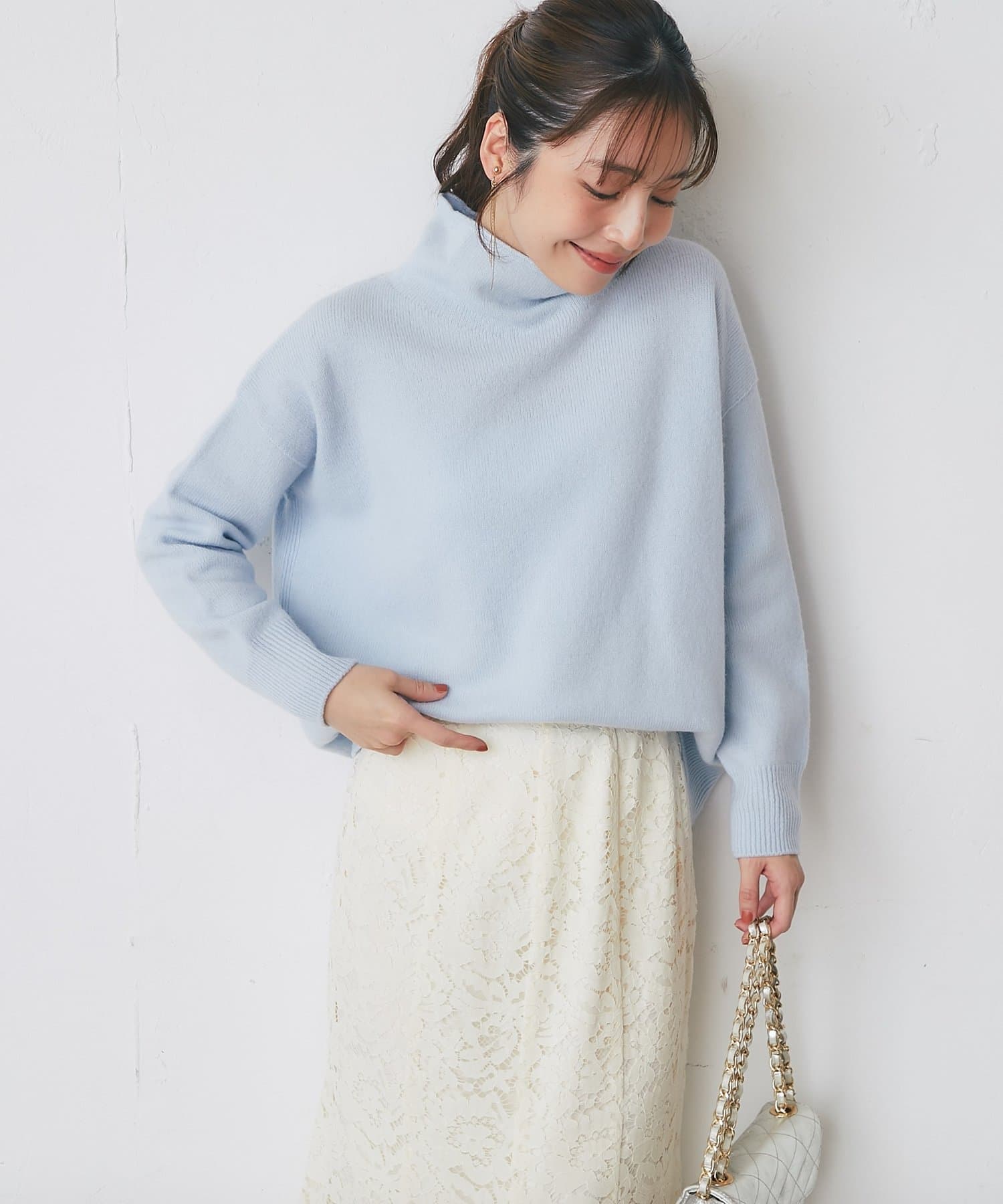 La boutique BonBon(ラブティックボンボン) ウール100ボトルネックニット