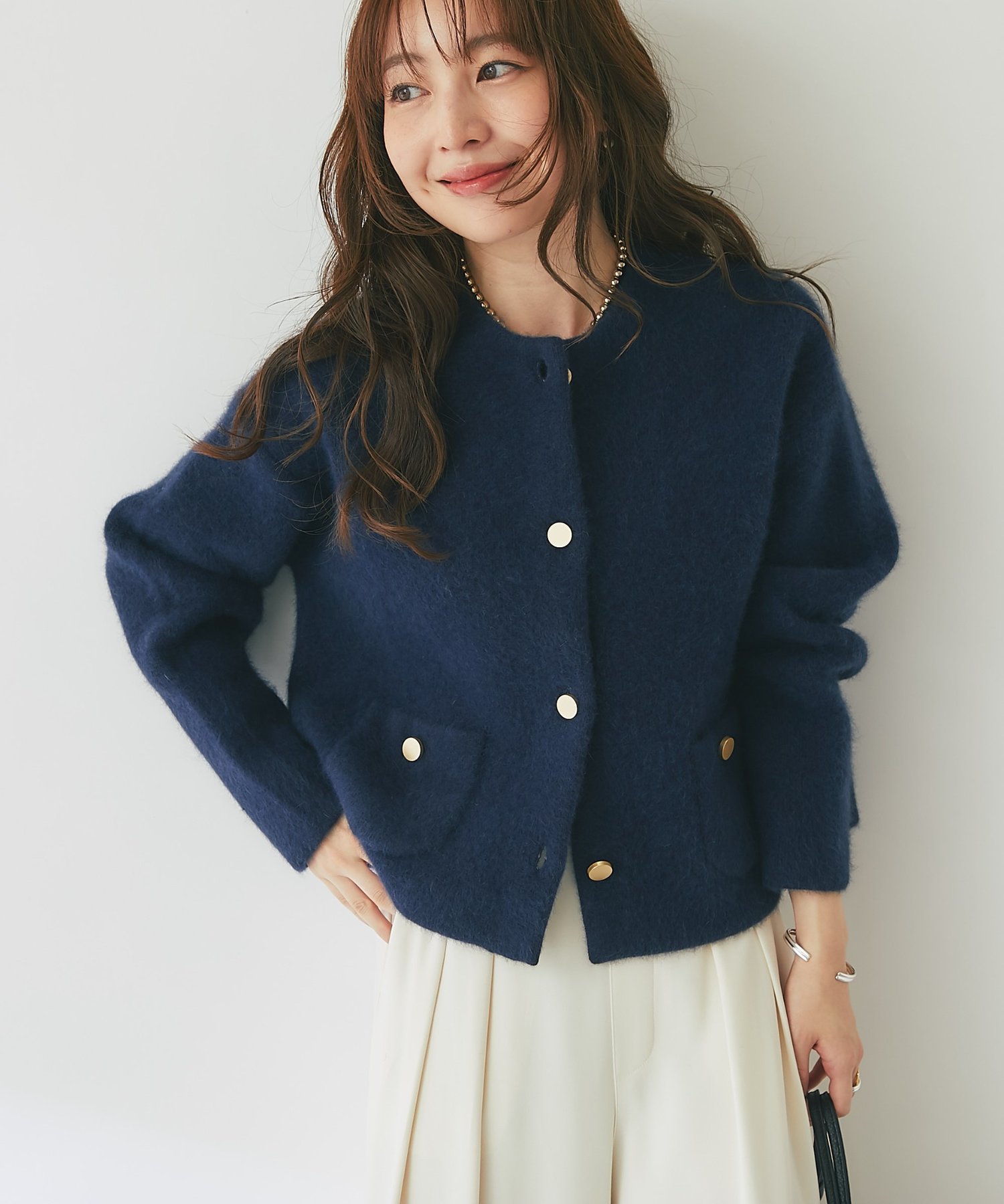La boutique BonBon(ラブティックボンボン) 【再販・着回し力抜群】ハイクオリティウールメタルボタンジャケットカーディガン