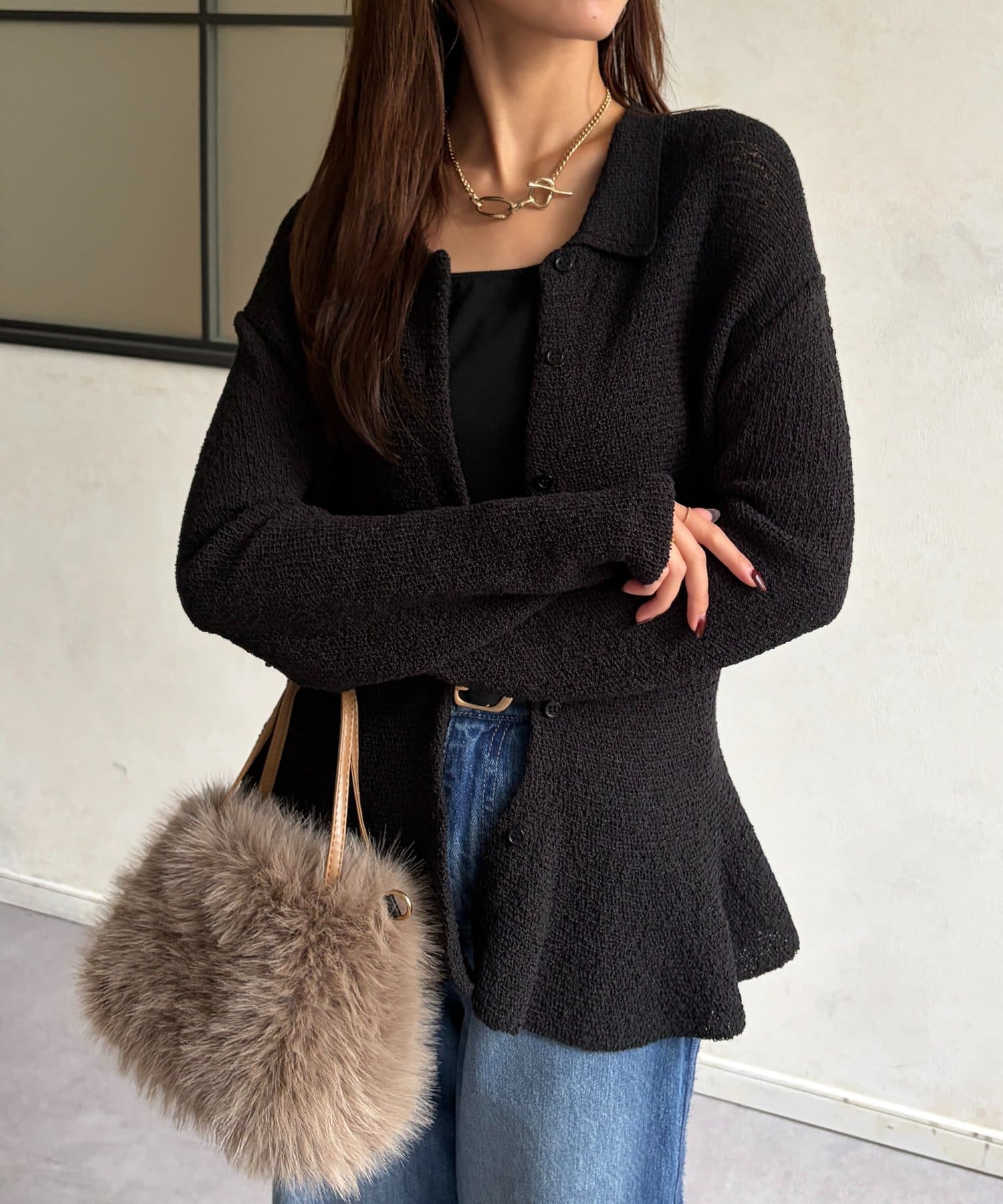 Chez toi(シェトワ) ヘム衿付きニット
