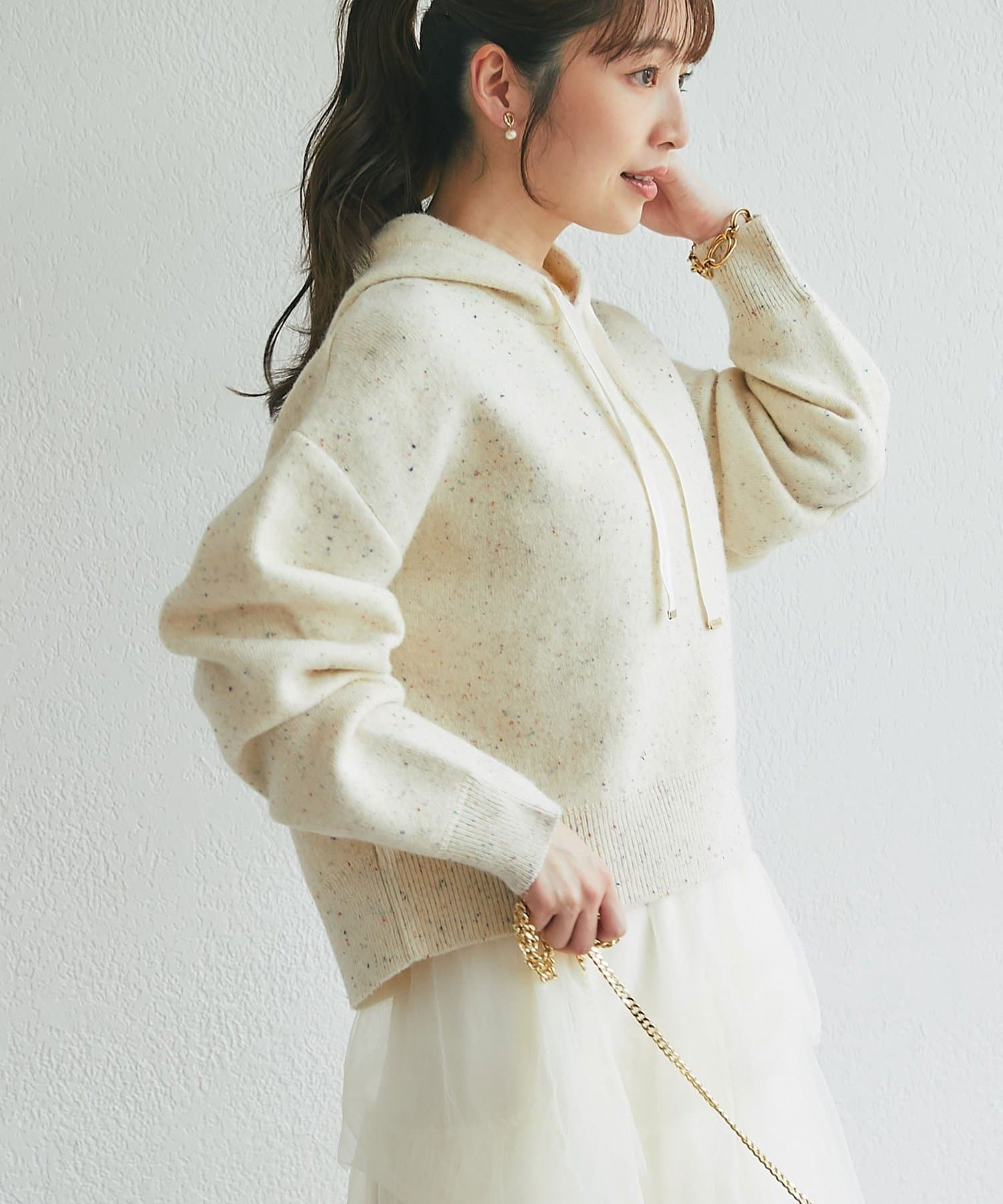 La boutique BonBon(ラブティックボンボン) カラーネップフーディニット