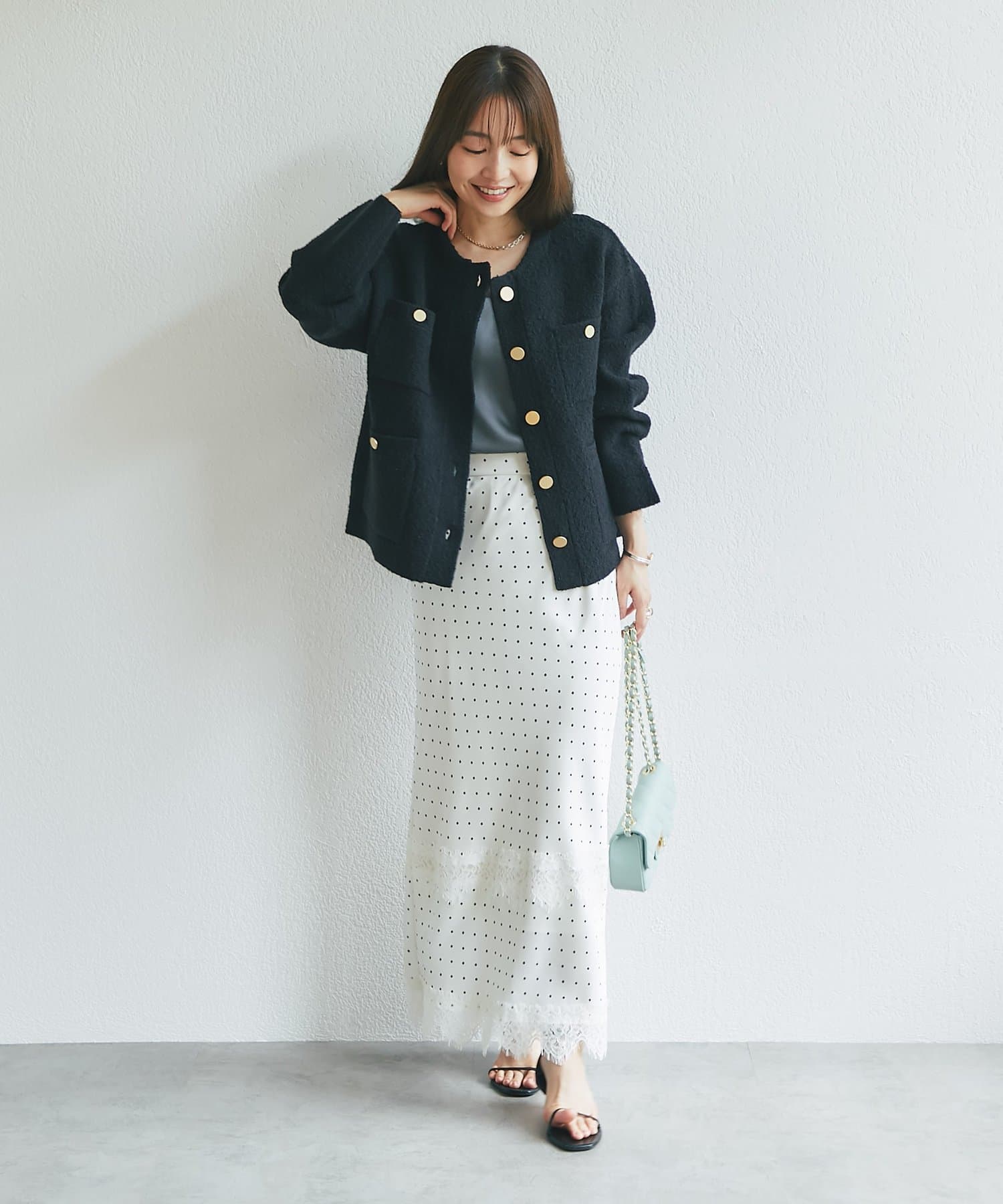 La boutique BonBon(ラブティックボンボン) 【復刻】ブークレ接結ニットジャケットカーディガン
