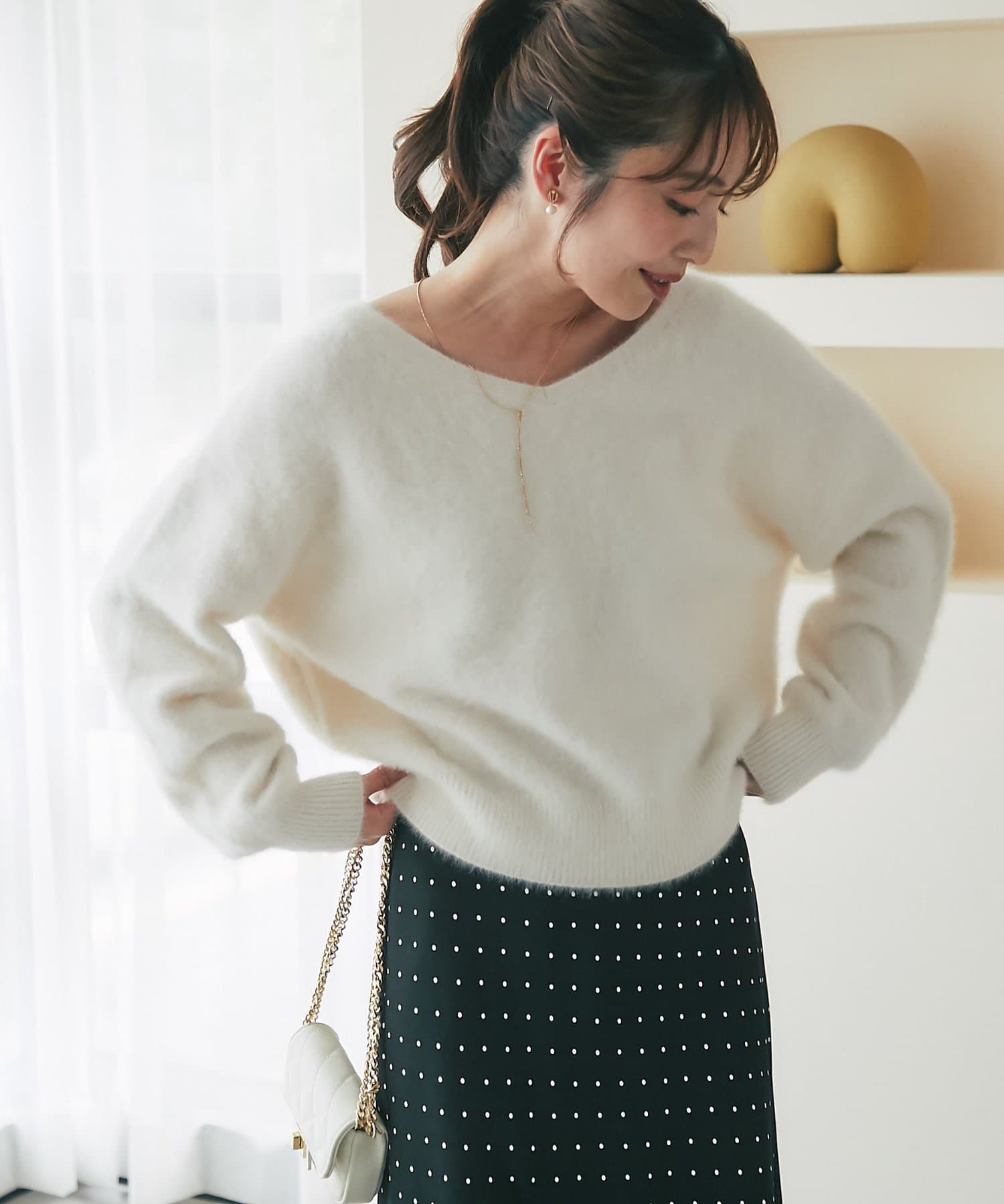 La boutique BonBon(ラブティックボンボン) 【再販・新色登場！】ヘアリーウールカシミヤ混前後２WAYニット