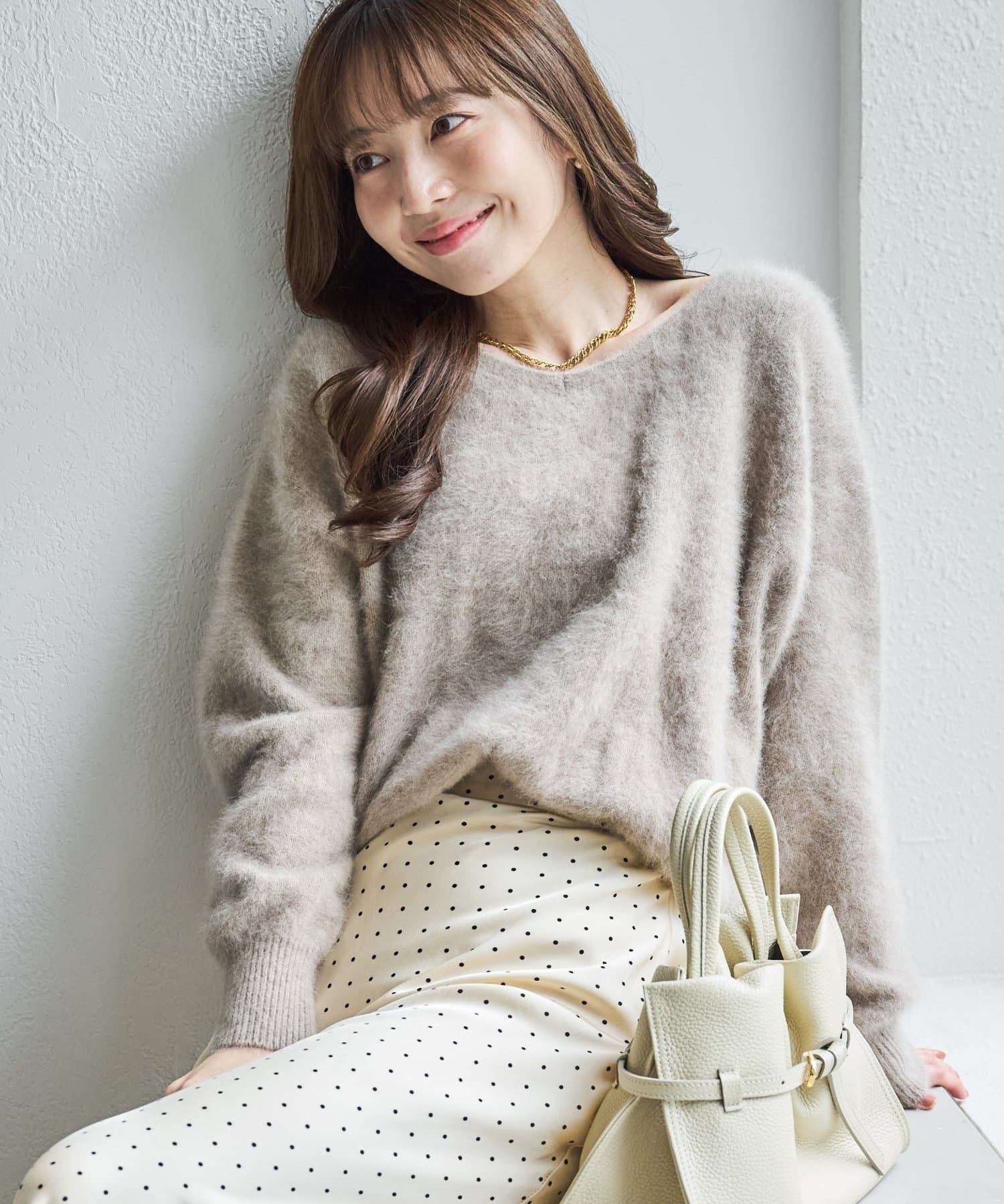 La boutique BonBon(ラブティックボンボン) 【9/19(土)～新色モカ予約開始！】ヘアリーウールカシミヤ混前後２WAYニット
