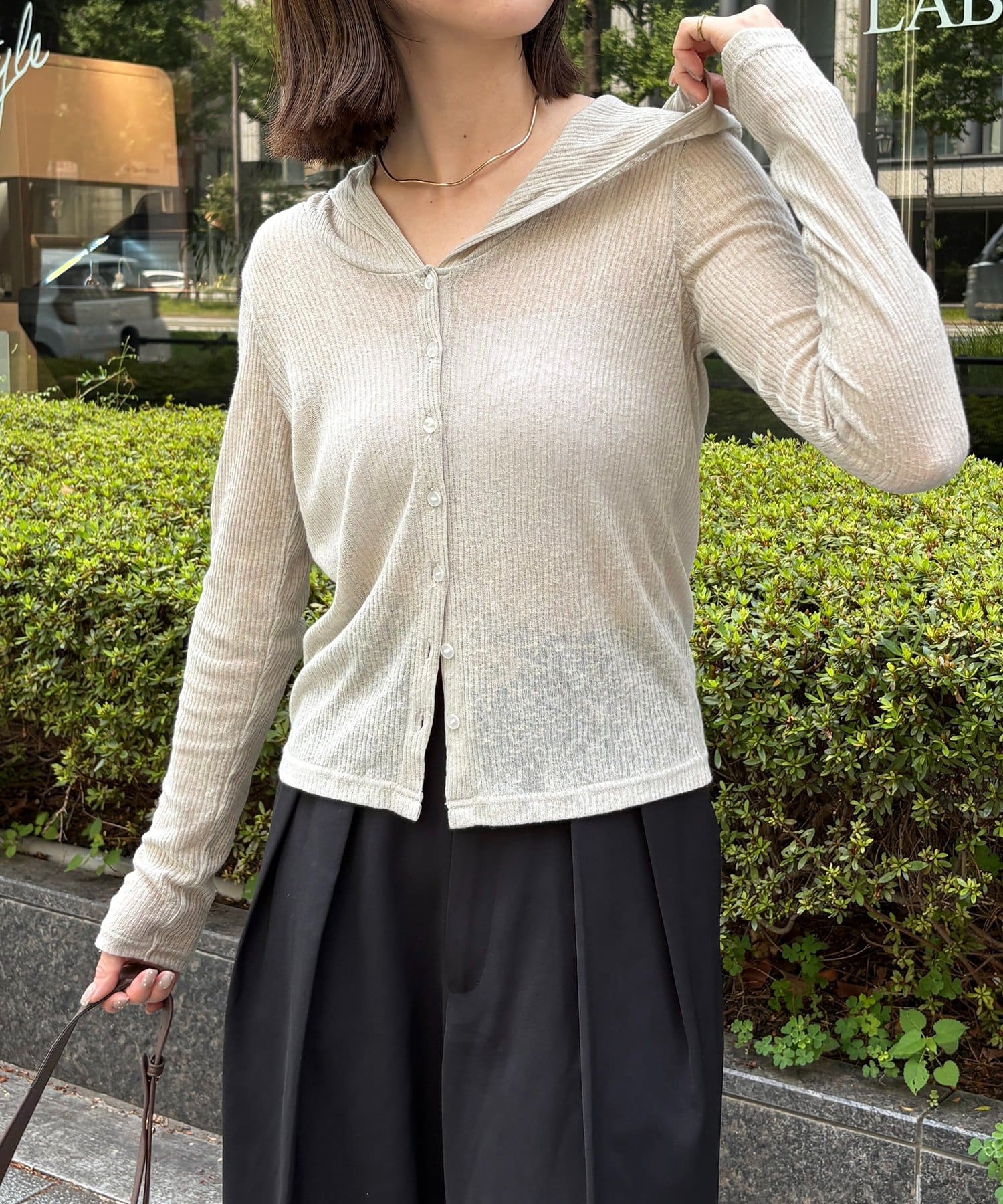 Thevon.(ゼヴォン) シアーリブフーディーカーディガン