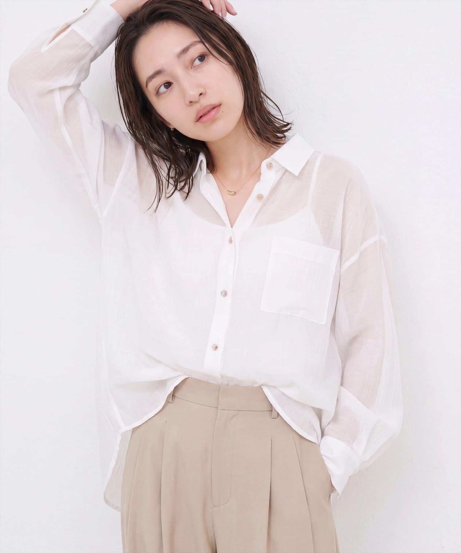natural couture(ナチュラルクチュール) シワシアーワイドシャツ