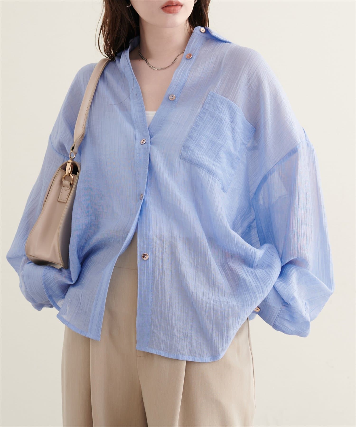 natural couture(ナチュラルクチュール) シワシアーワイドシャツ