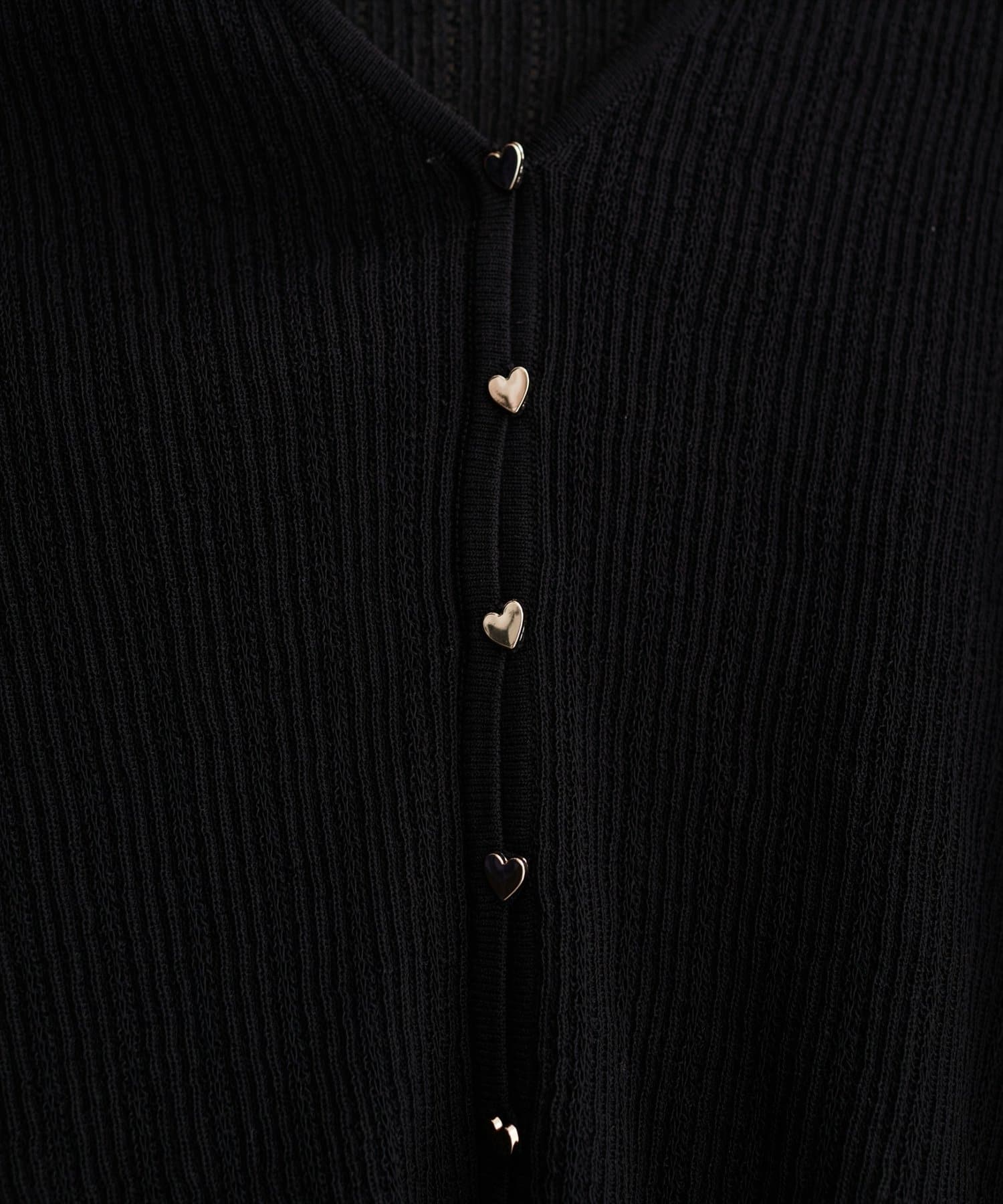 natural couture(ナチュラルクチュール) 針抜き半袖ハート釦カーディガン