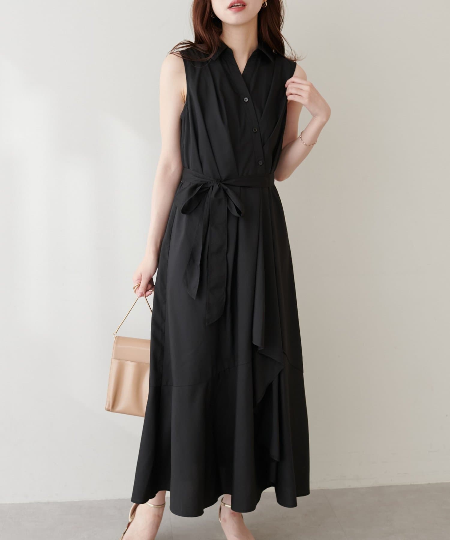 natural couture(ナチュラルクチュール) アシンメトリーヘムシャツワンピース