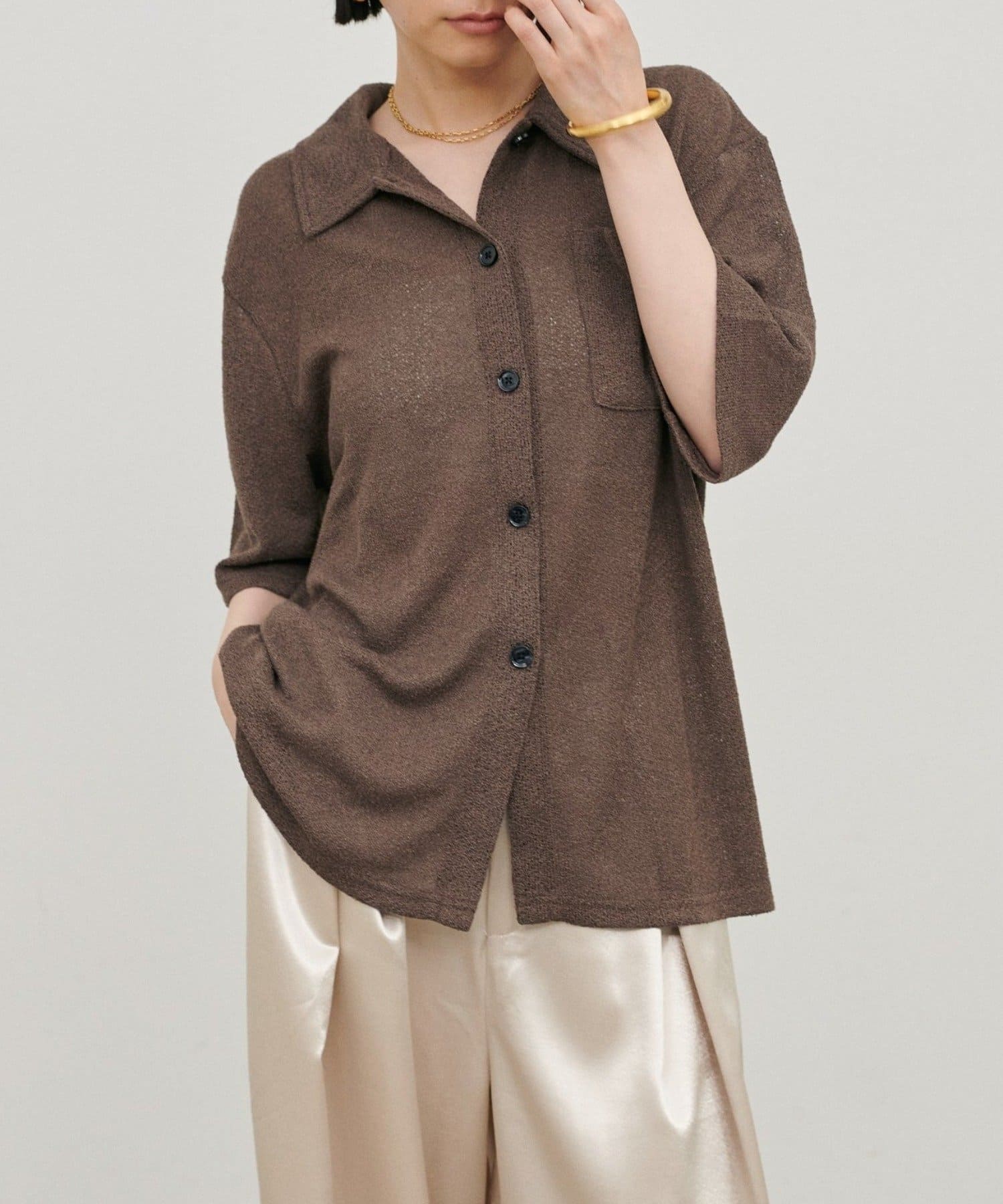 NICE CLAUP / OLIVE des OLIVE OUTLET(ナイスクラップ  / オリーブ デ オリーブ アウトレット) 【LARUTA】ニットソー半袖シャツ