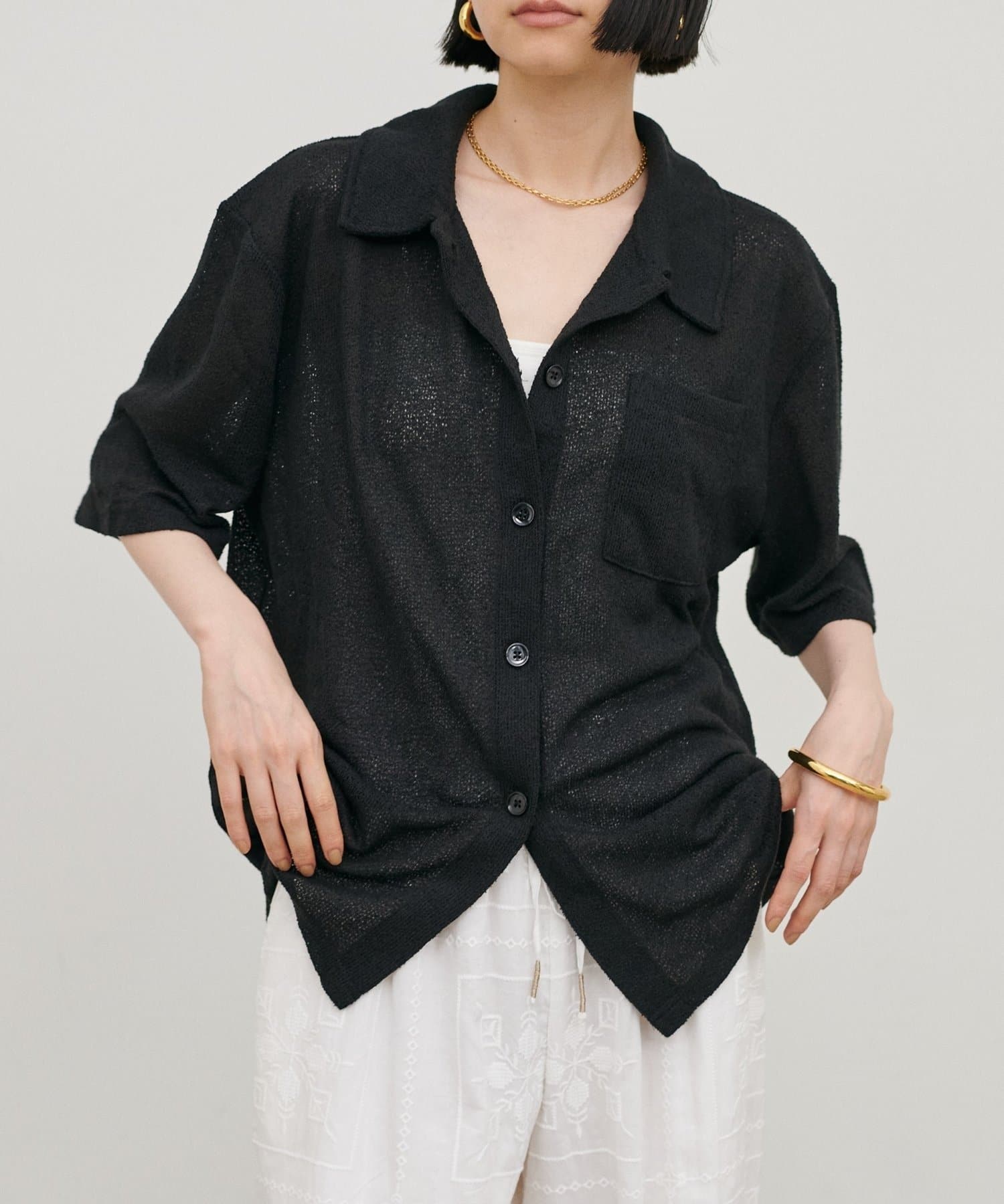 NICE CLAUP / OLIVE des OLIVE OUTLET(ナイスクラップ  / オリーブ デ オリーブ アウトレット) 【LARUTA】ニットソー半袖シャツ