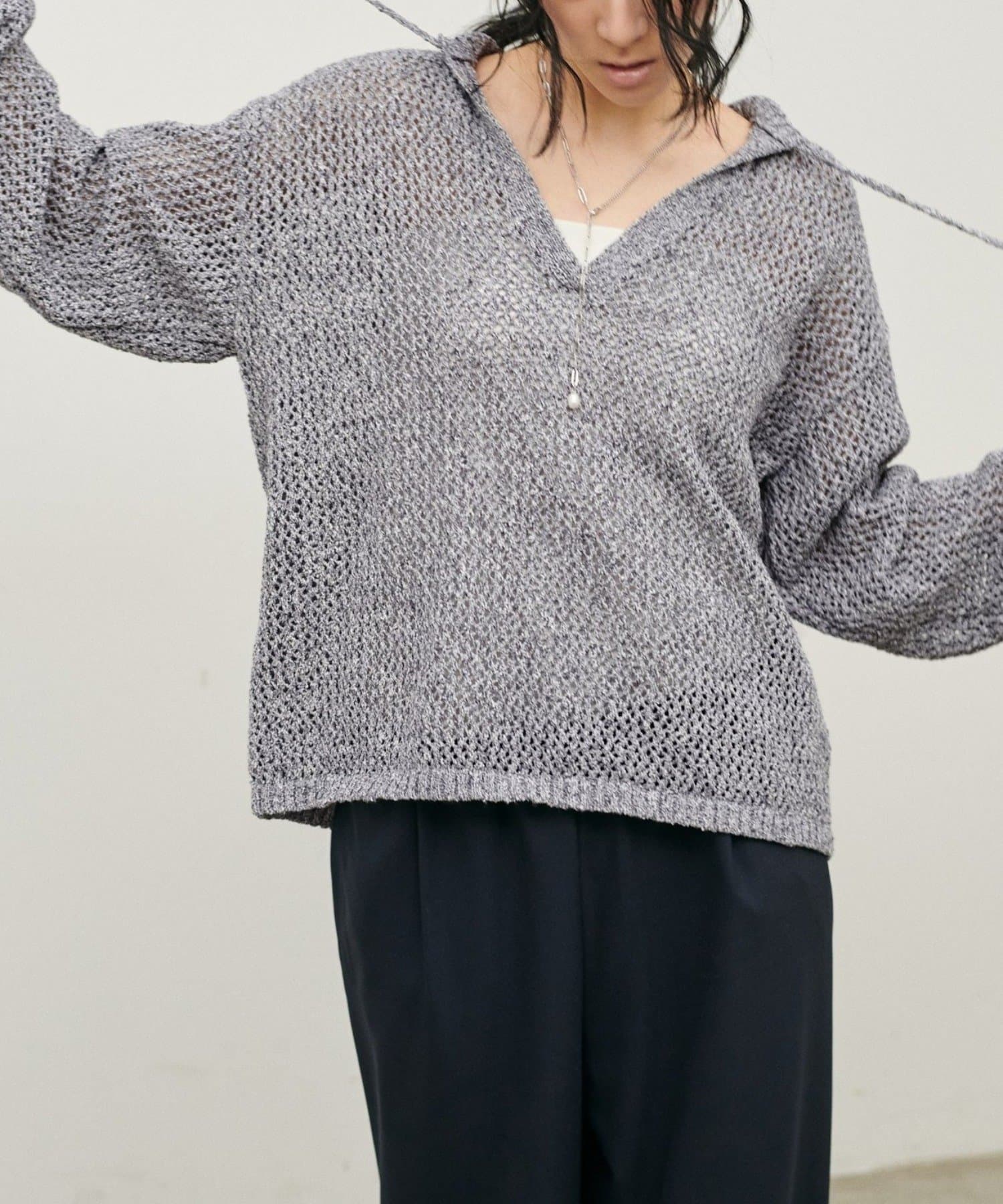NICE CLAUP / OLIVE des OLIVE OUTLET(ナイスクラップ  / オリーブ デ オリーブ アウトレット) 【LARUTA】ＭＩＸメッシュキーネックプルオーバー