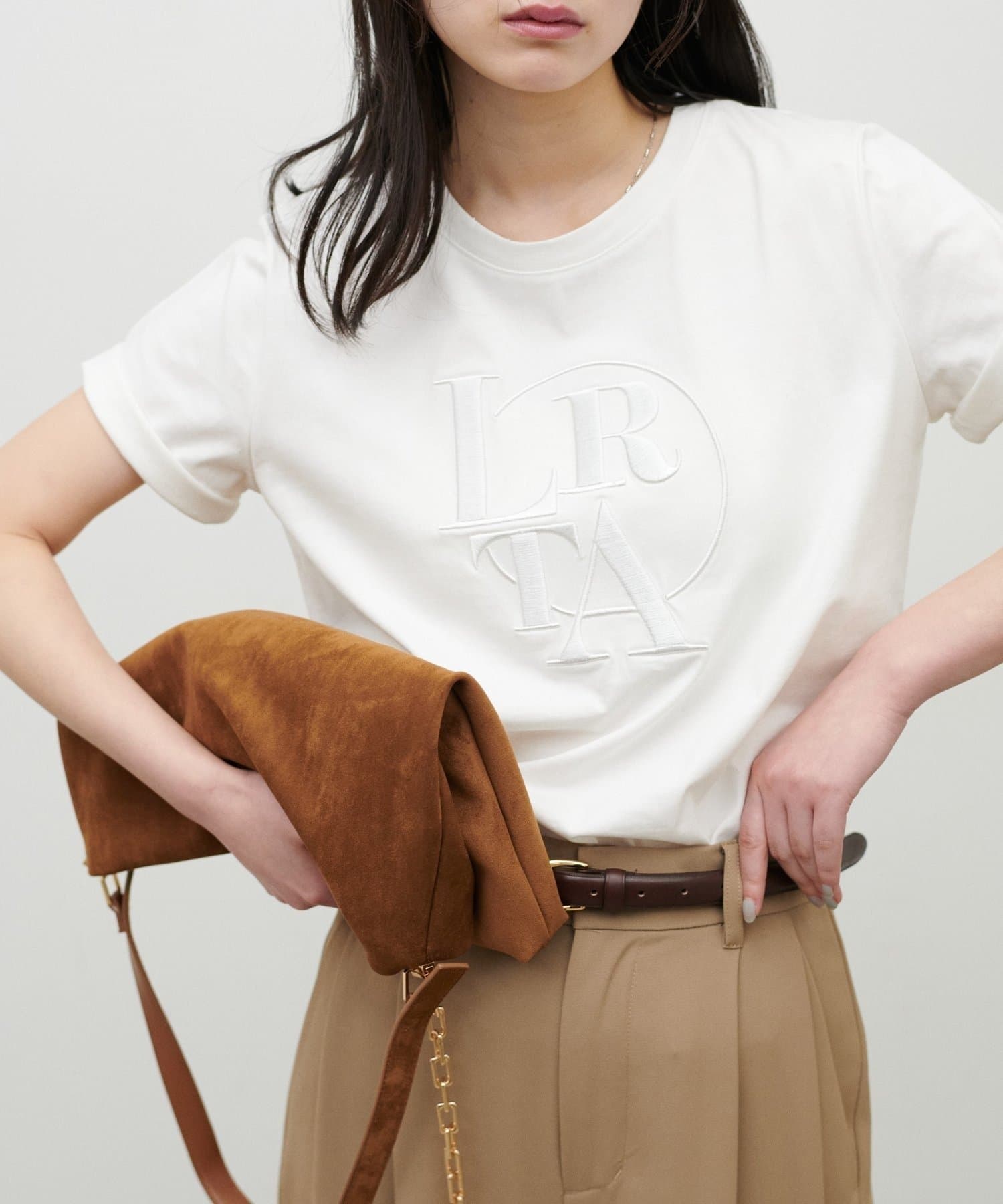 NICE CLAUP / OLIVE des OLIVE OUTLET(ナイスクラップ  / オリーブ デ オリーブ アウトレット) 【LARUTA】NEW厚盛りロゴ刺繍T
