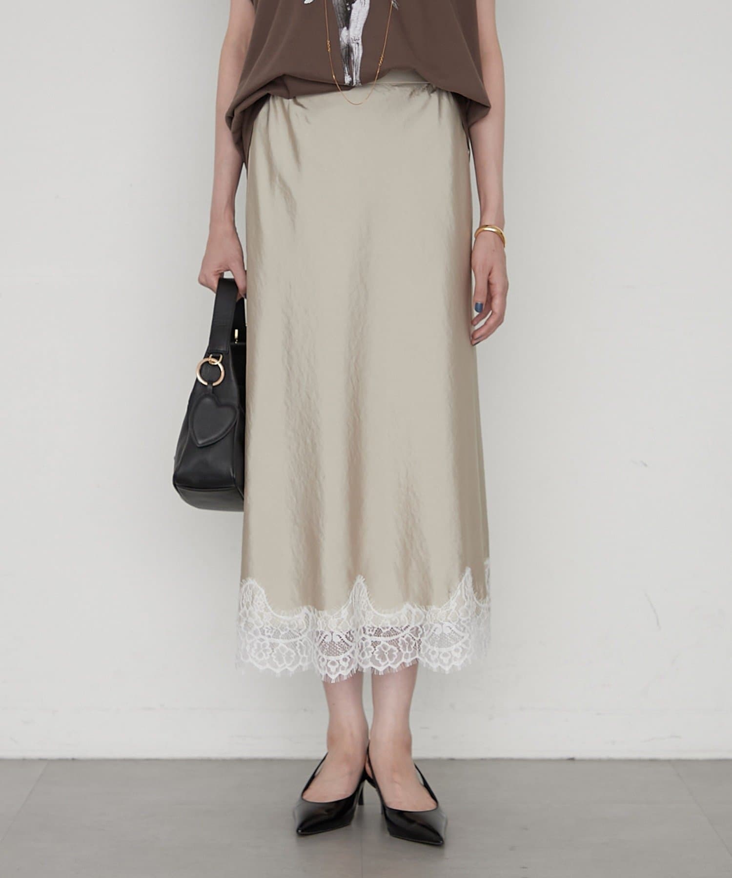 LOUNGEDRESS(ラウンジドレス) 《セットアップ着用可》ミモレレースナロースカート