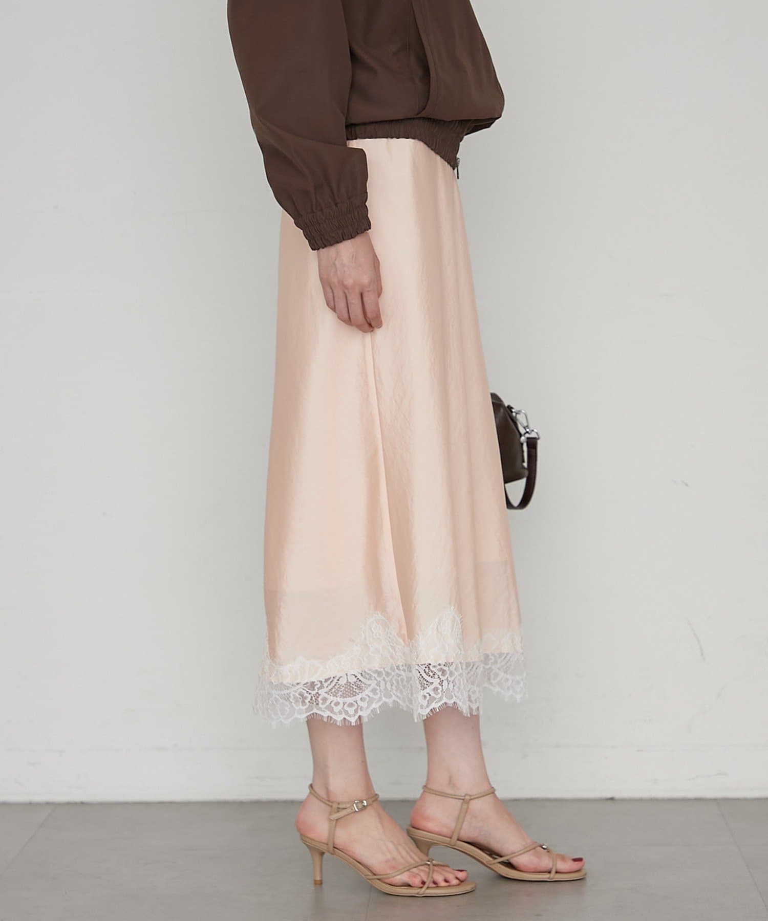 LOUNGEDRESS(ラウンジドレス) 《セットアップ着用可》ミモレレースナロースカート