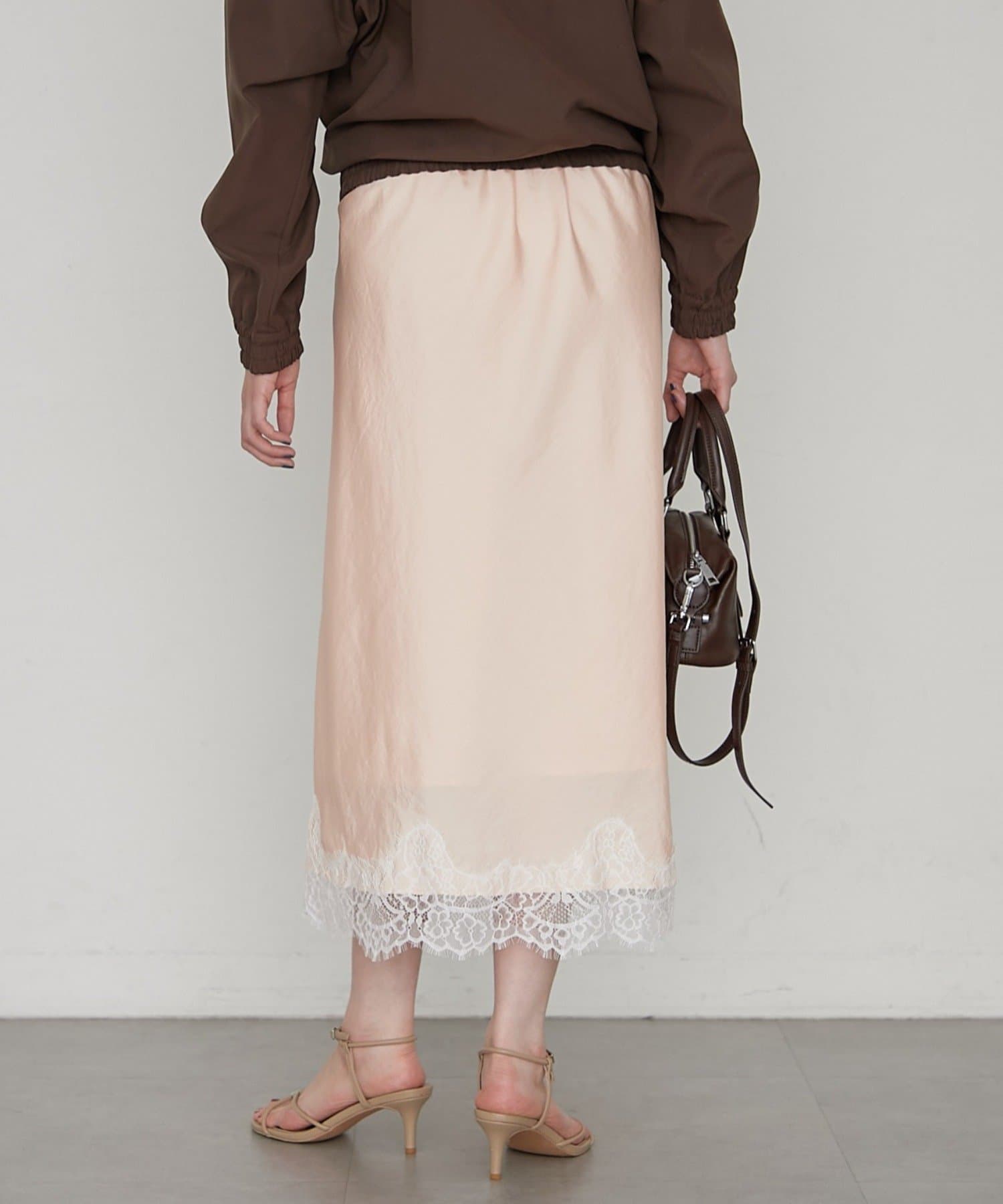 LOUNGEDRESS(ラウンジドレス) 《セットアップ着用可》ミモレレースナロースカート