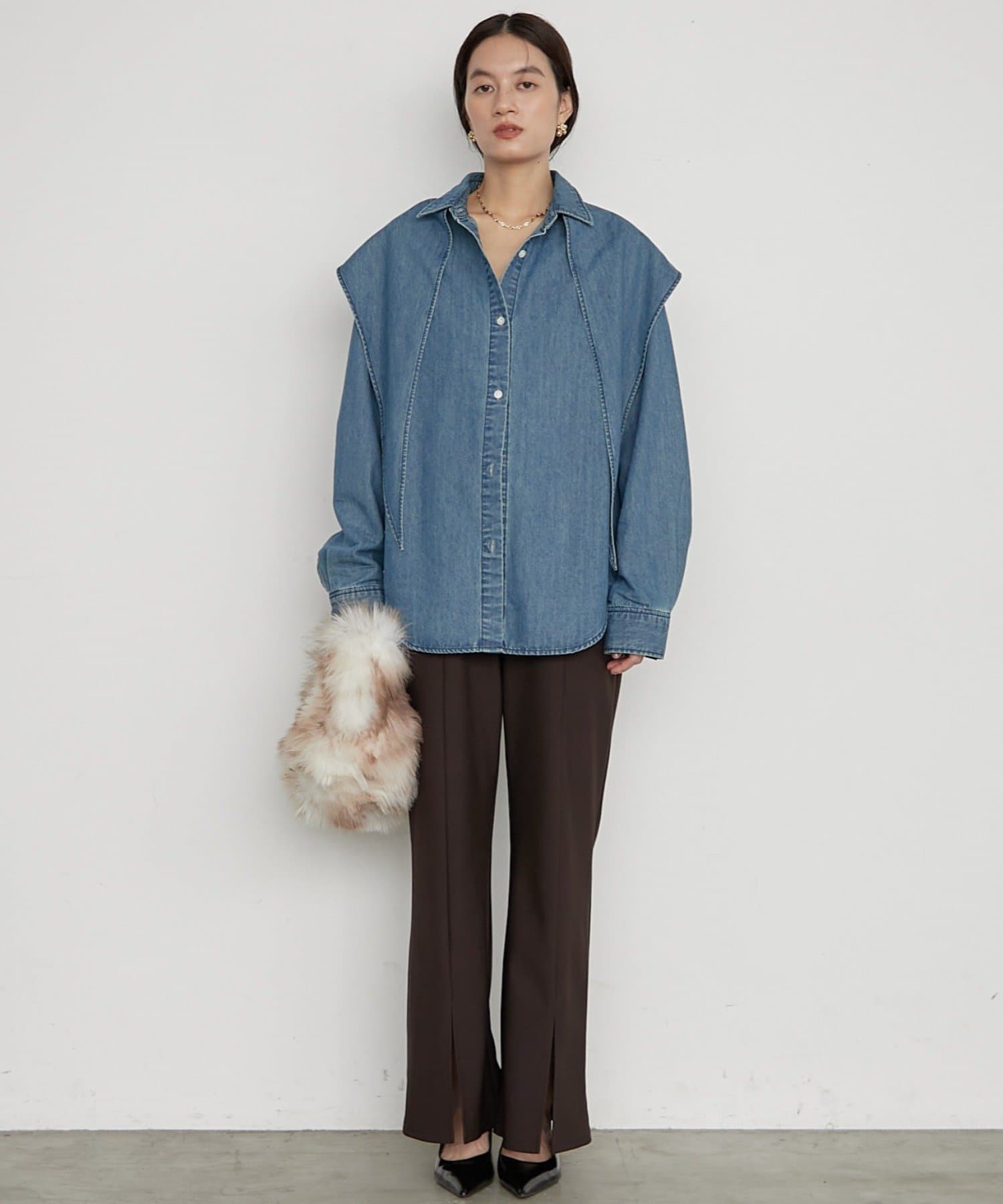 LOUNGEDRESS(ラウンジドレス) 《すらっと美脚見せ》カットジョーゼットスリットパンツ
