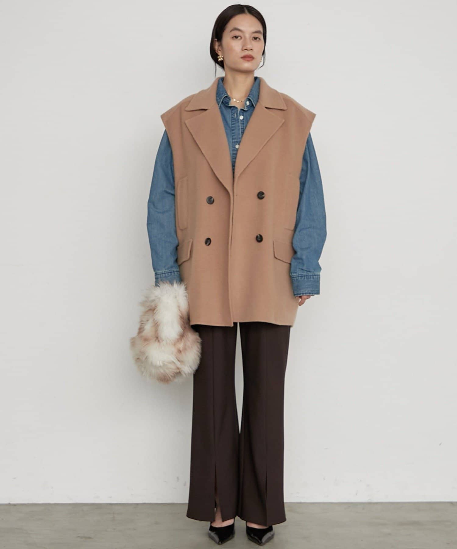 LOUNGEDRESS(ラウンジドレス) 《すらっと美脚見せ》カットジョーゼットスリットパンツ
