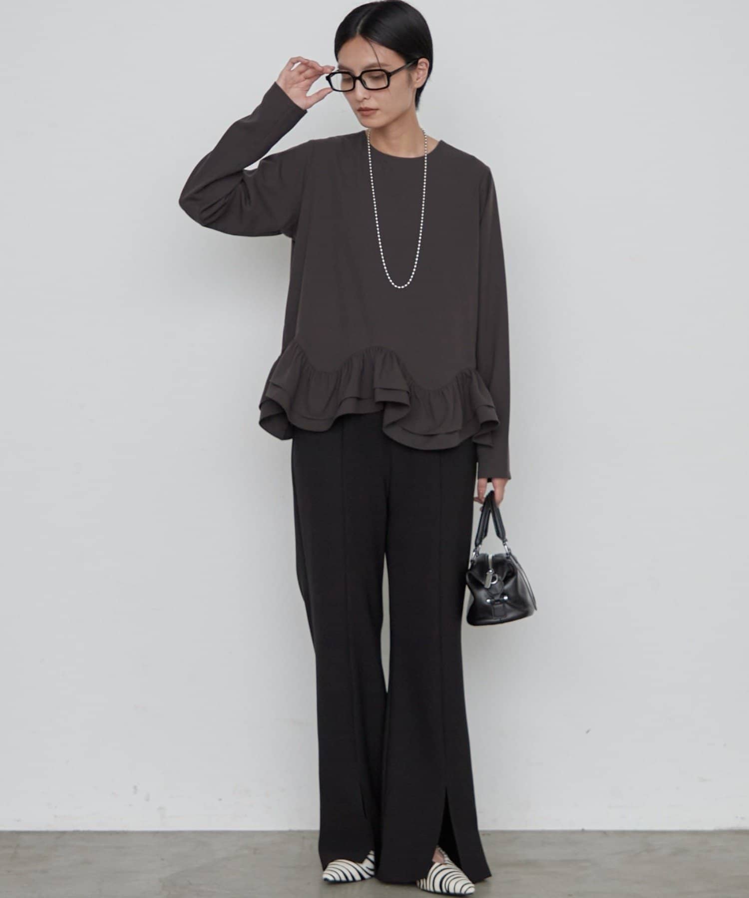 LOUNGEDRESS(ラウンジドレス) 《すらっと美脚見せ》カットジョーゼットスリットパンツ