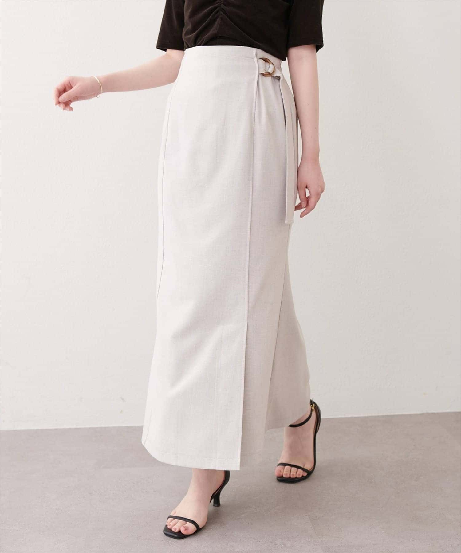 NICE CLAUP / OLIVE des OLIVE OUTLET(ナイスクラップ  / オリーブ デ オリーブ アウトレット) 【natural couture】ラップ風タイトスカート