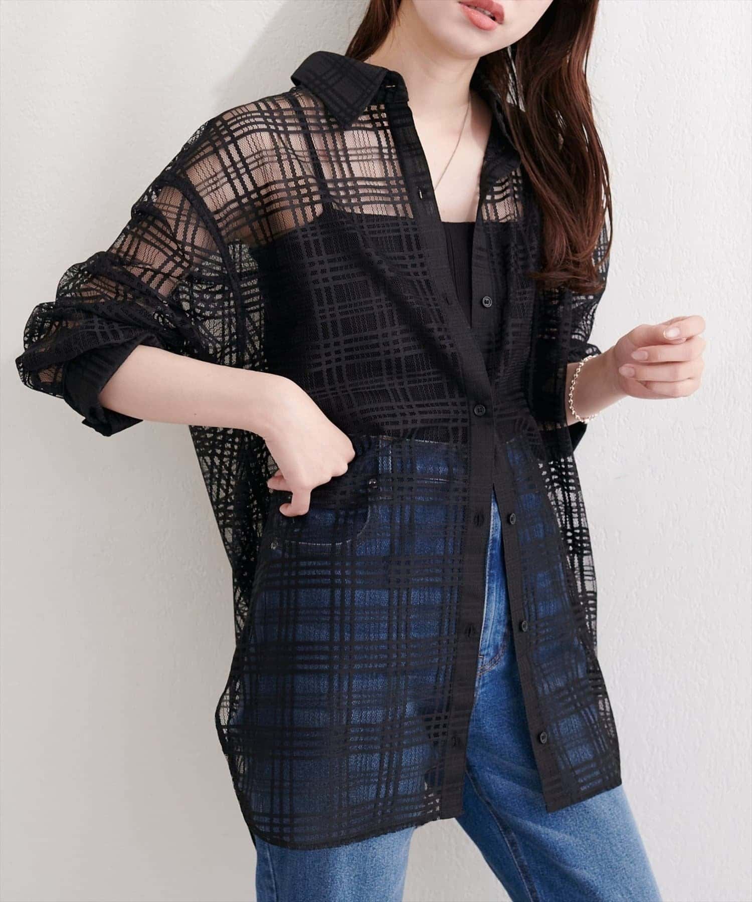 NICE CLAUP / OLIVE des OLIVE OUTLET(ナイスクラップ  / オリーブ デ オリーブ アウトレット) 【natural couture】シアーチェックシャツ