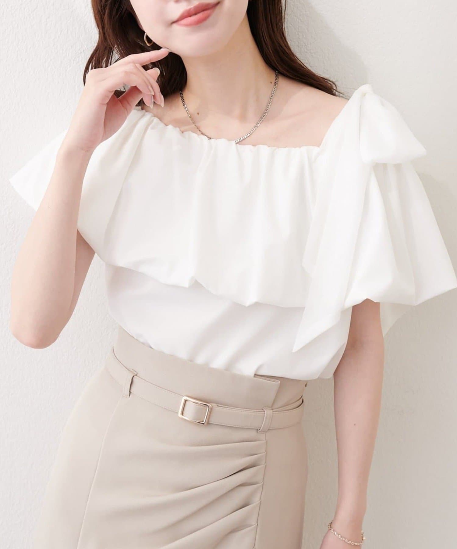 NICE CLAUP / OLIVE des OLIVE OUTLET(ナイスクラップ  / オリーブ デ オリーブ アウトレット) 【natural couture】マルチWAYオフショルバルーントップス
