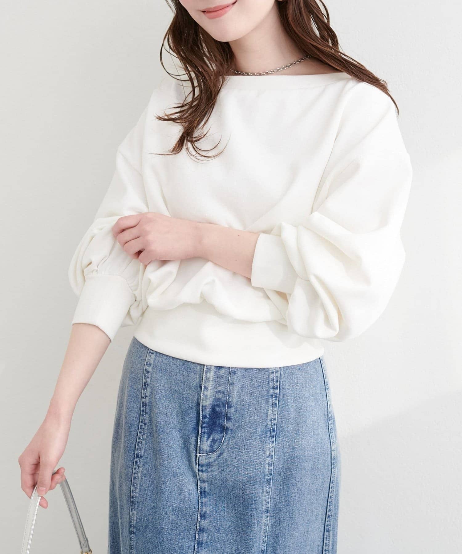 NICE CLAUP / OLIVE des OLIVE OUTLET(ナイスクラップ  / オリーブ デ オリーブ アウトレット) 【natural couture】オフショルスウェットプルオーバー