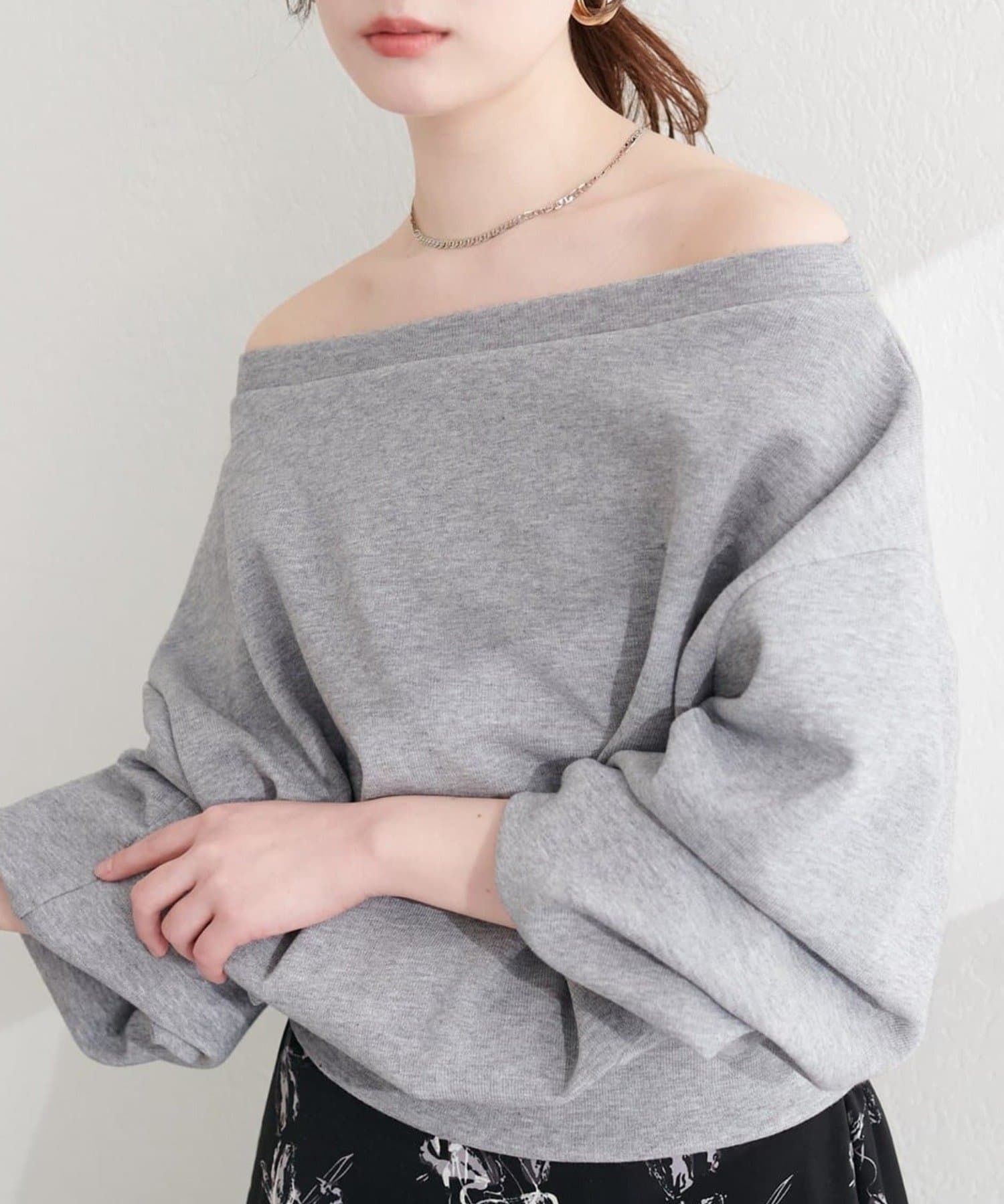 NICE CLAUP / OLIVE des OLIVE OUTLET(ナイスクラップ  / オリーブ デ オリーブ アウトレット) 【natural couture】オフショルスウェットプルオーバー
