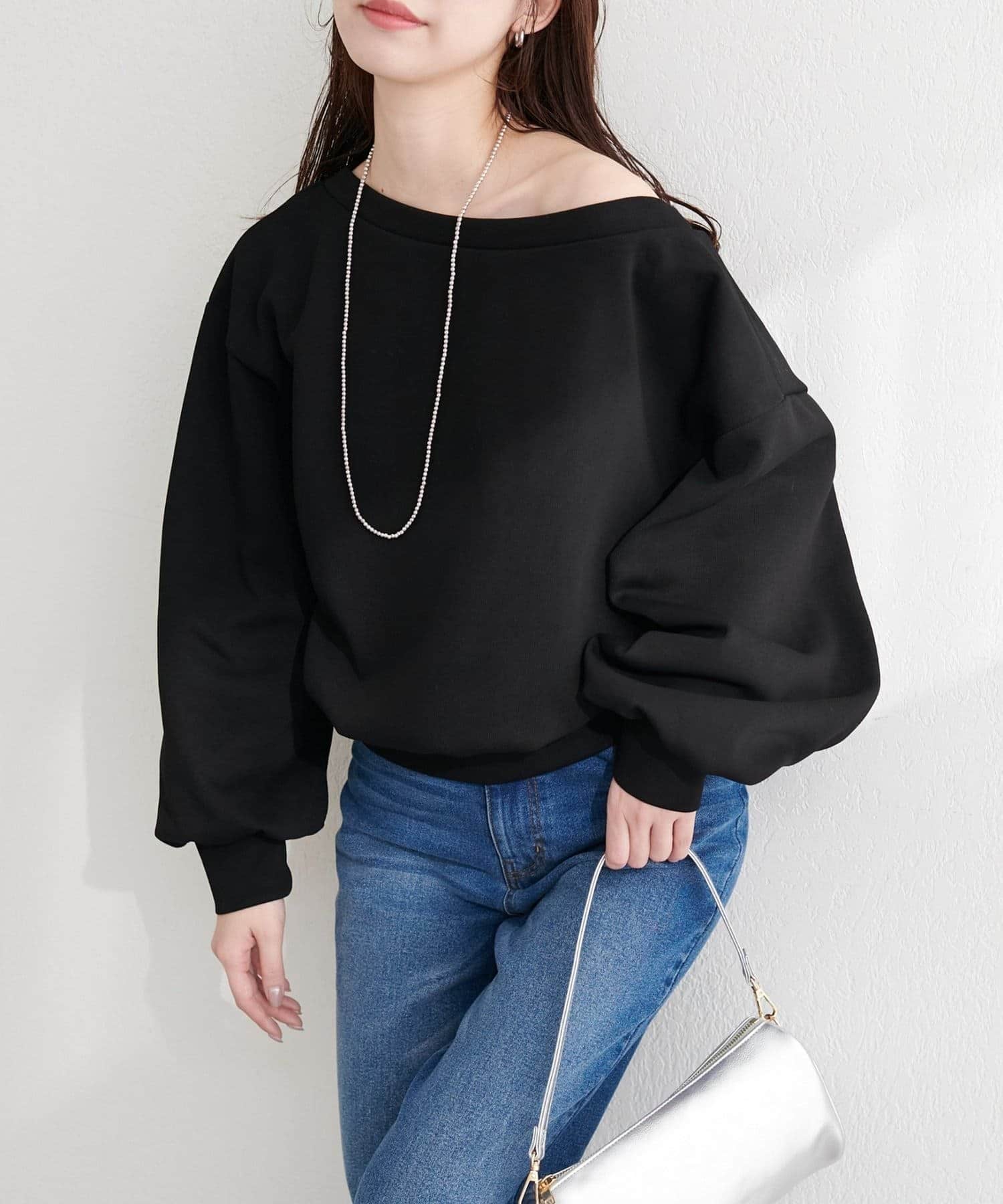 NICE CLAUP / OLIVE des OLIVE OUTLET(ナイスクラップ  / オリーブ デ オリーブ アウトレット) 【natural couture】オフショルスウェットプルオーバー