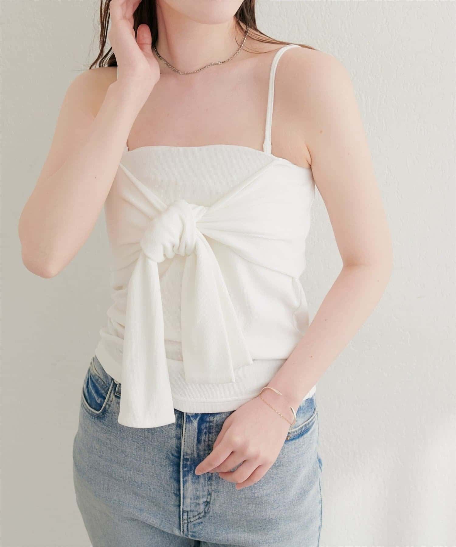 NICE CLAUP / OLIVE des OLIVE OUTLET(ナイスクラップ  / オリーブ デ オリーブ アウトレット) 【natural couture】フロントリボンカップ付きキャミ