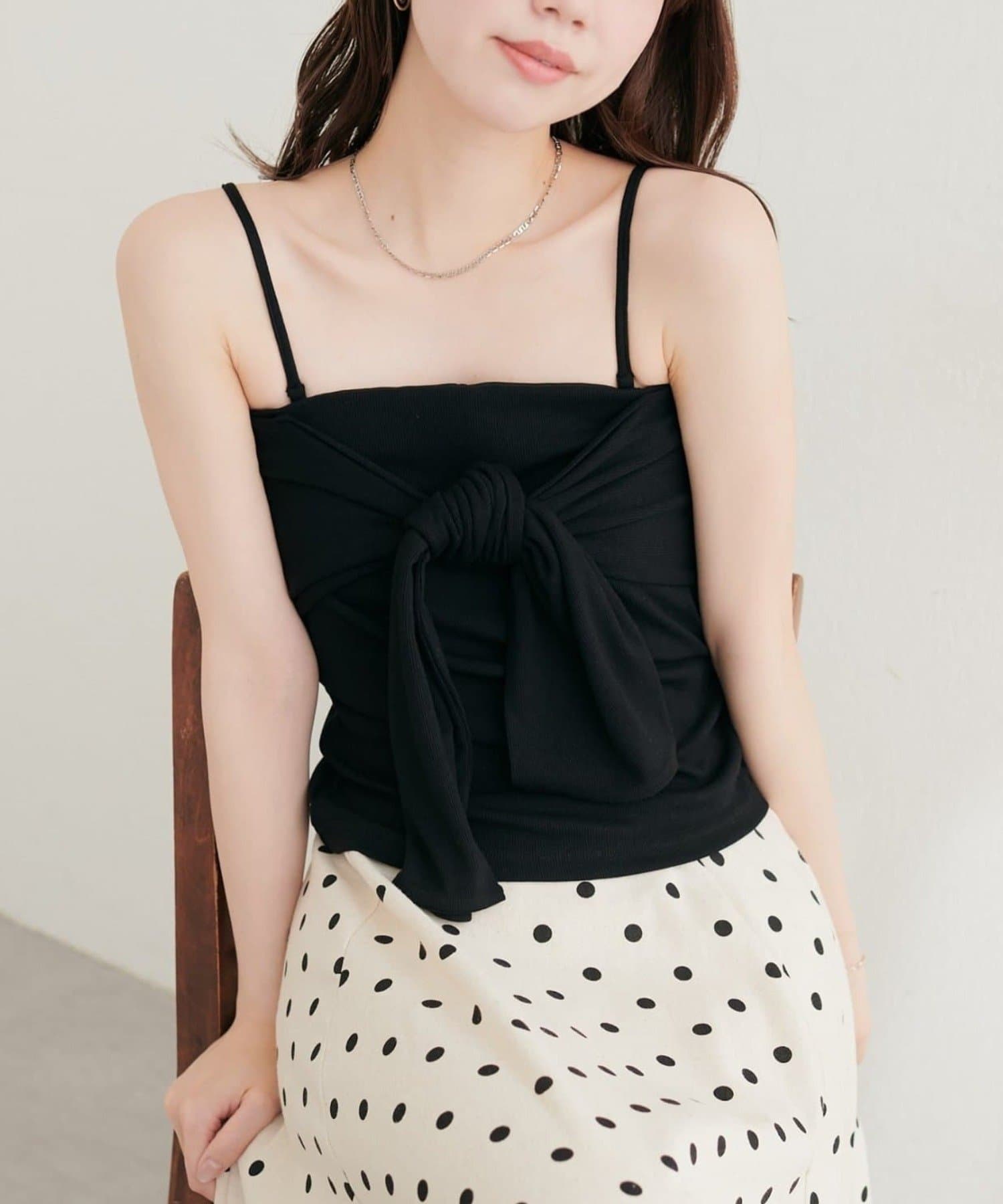 NICE CLAUP / OLIVE des OLIVE OUTLET(ナイスクラップ  / オリーブ デ オリーブ アウトレット) 【natural couture】フロントリボンカップ付きキャミ