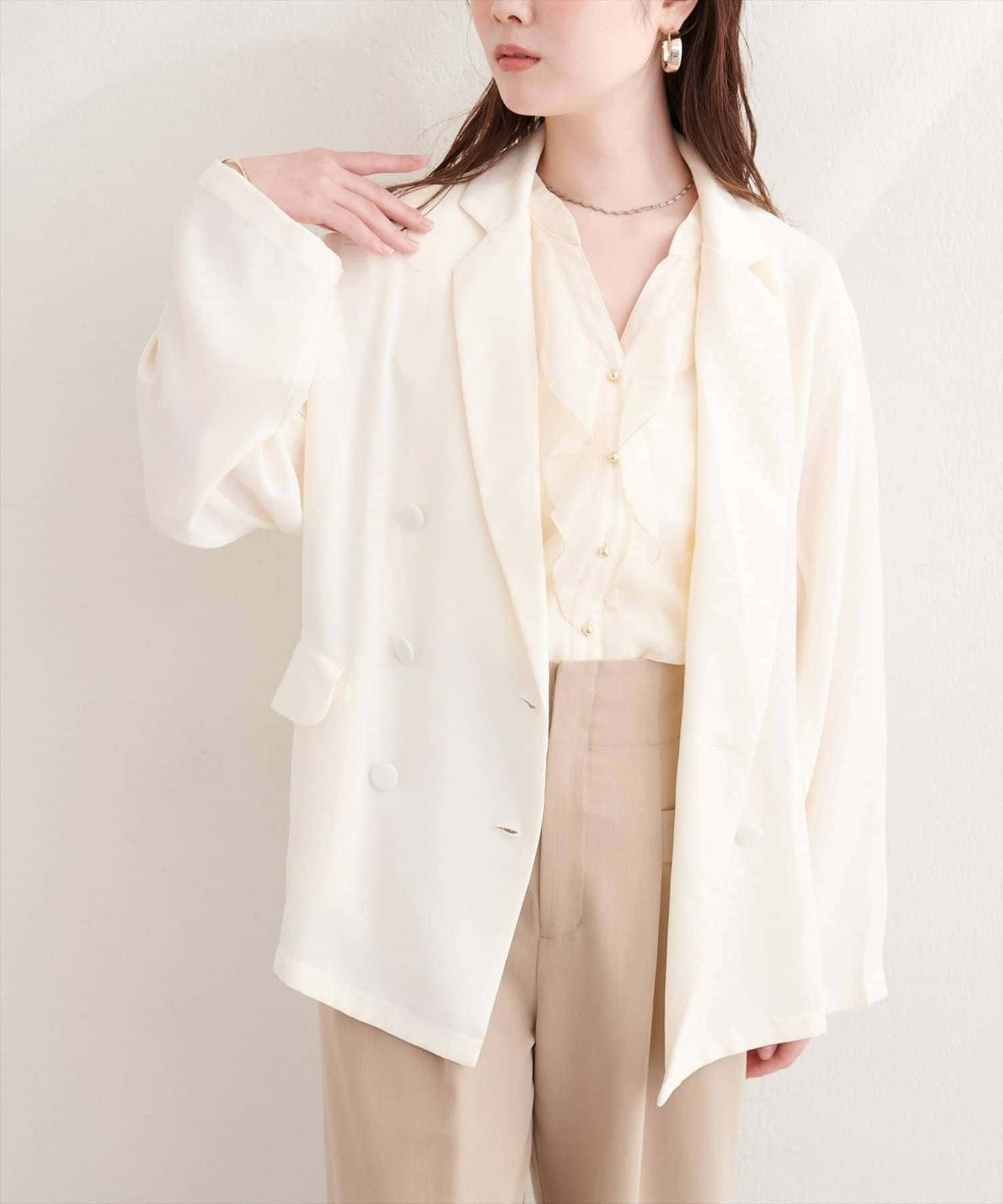 NICE CLAUP / OLIVE des OLIVE OUTLET(ナイスクラップ  / オリーブ デ オリーブ アウトレット) 【natural couture】ベルト付きシアージャケット