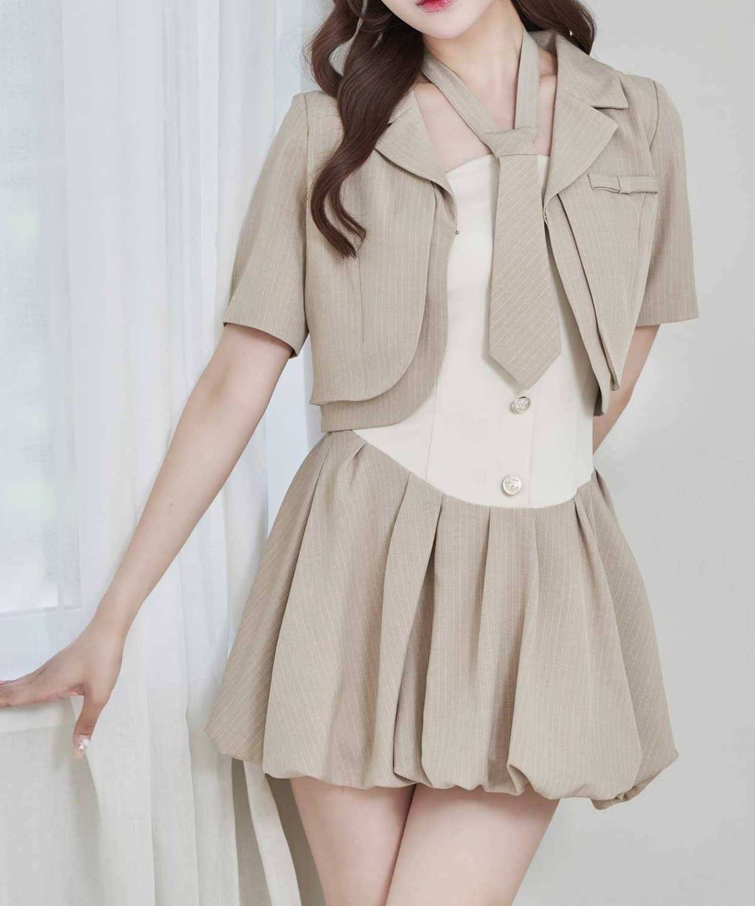 NICE CLAUP / OLIVE des OLIVE OUTLET(ナイスクラップ  / オリーブ デ オリーブ アウトレット) 【Belle Charme】ミニリボンショートスリーブジャケット