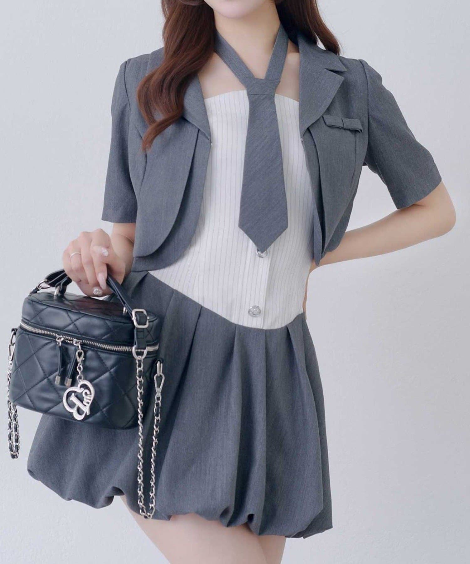 NICE CLAUP / OLIVE des OLIVE OUTLET(ナイスクラップ  / オリーブ デ オリーブ アウトレット) 【Belle Charme】ミニリボンショートスリーブジャケット